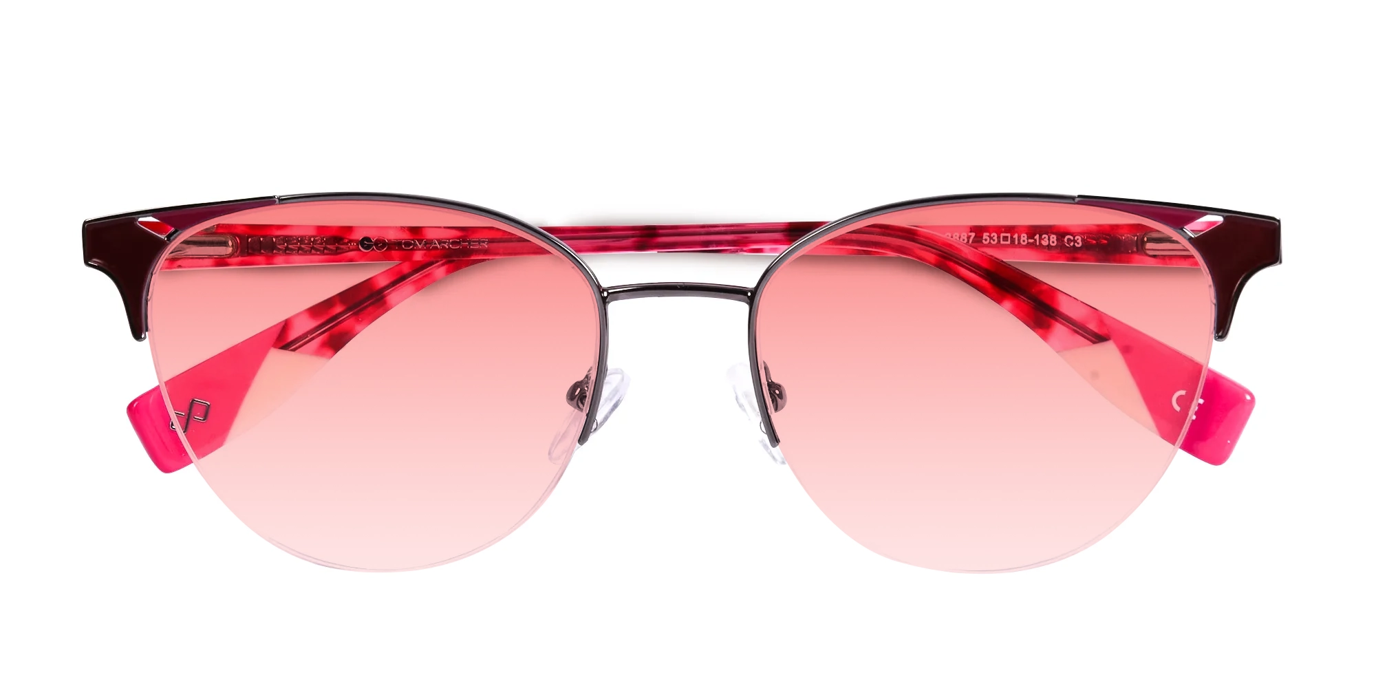 Burgundy & Gunmetal Halfrim Red Tint Sunglasses-6