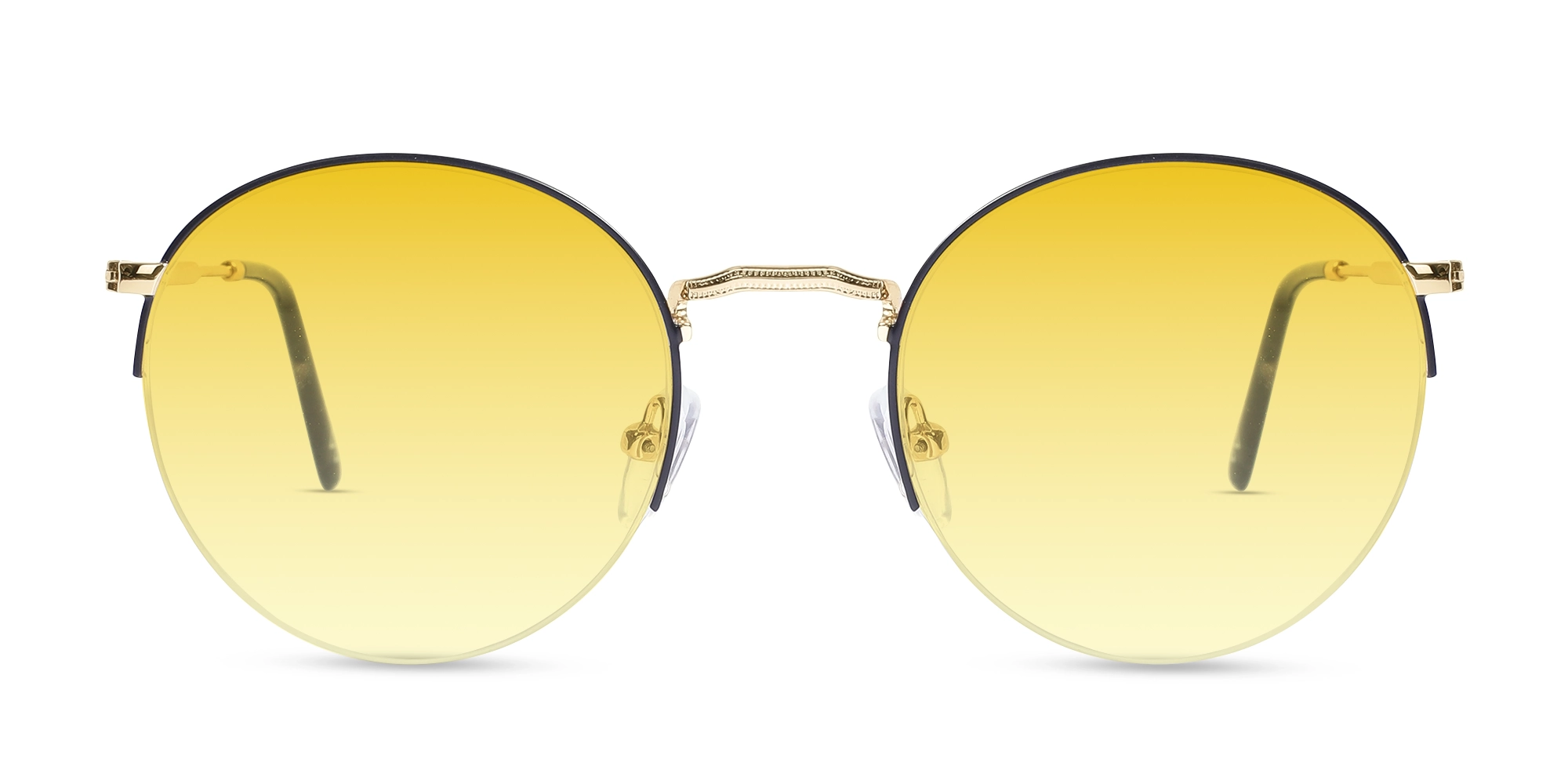 Round Black & Gold Frame With Yellow Tint Sunglasses-1