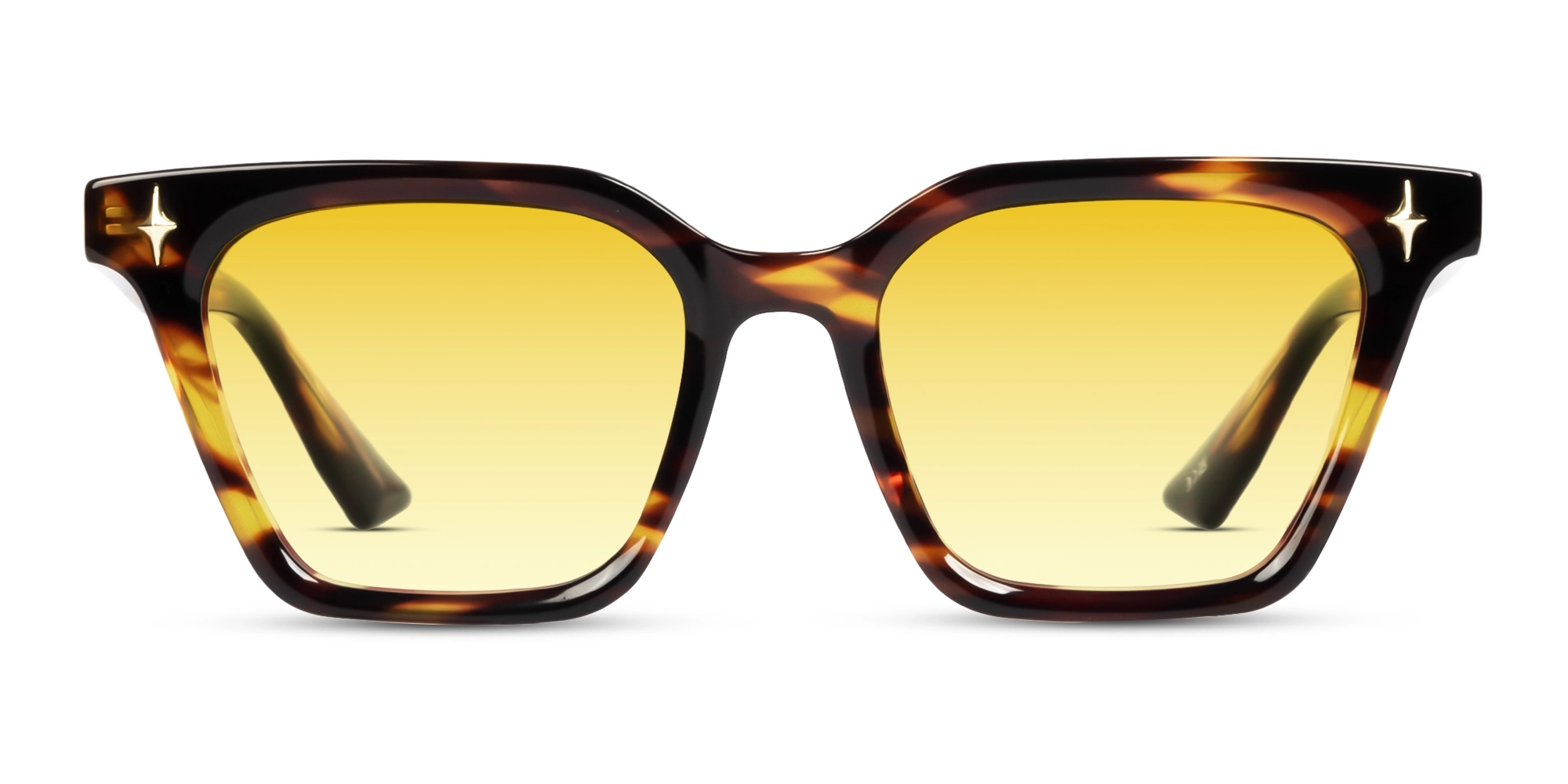 Square Honey Tortoise Frame With Yellow Tint Sunglasses-1