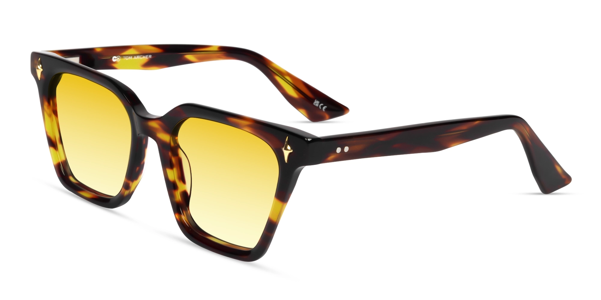 Square Honey Tortoise Frame With Yellow Tint Sunglasses-3