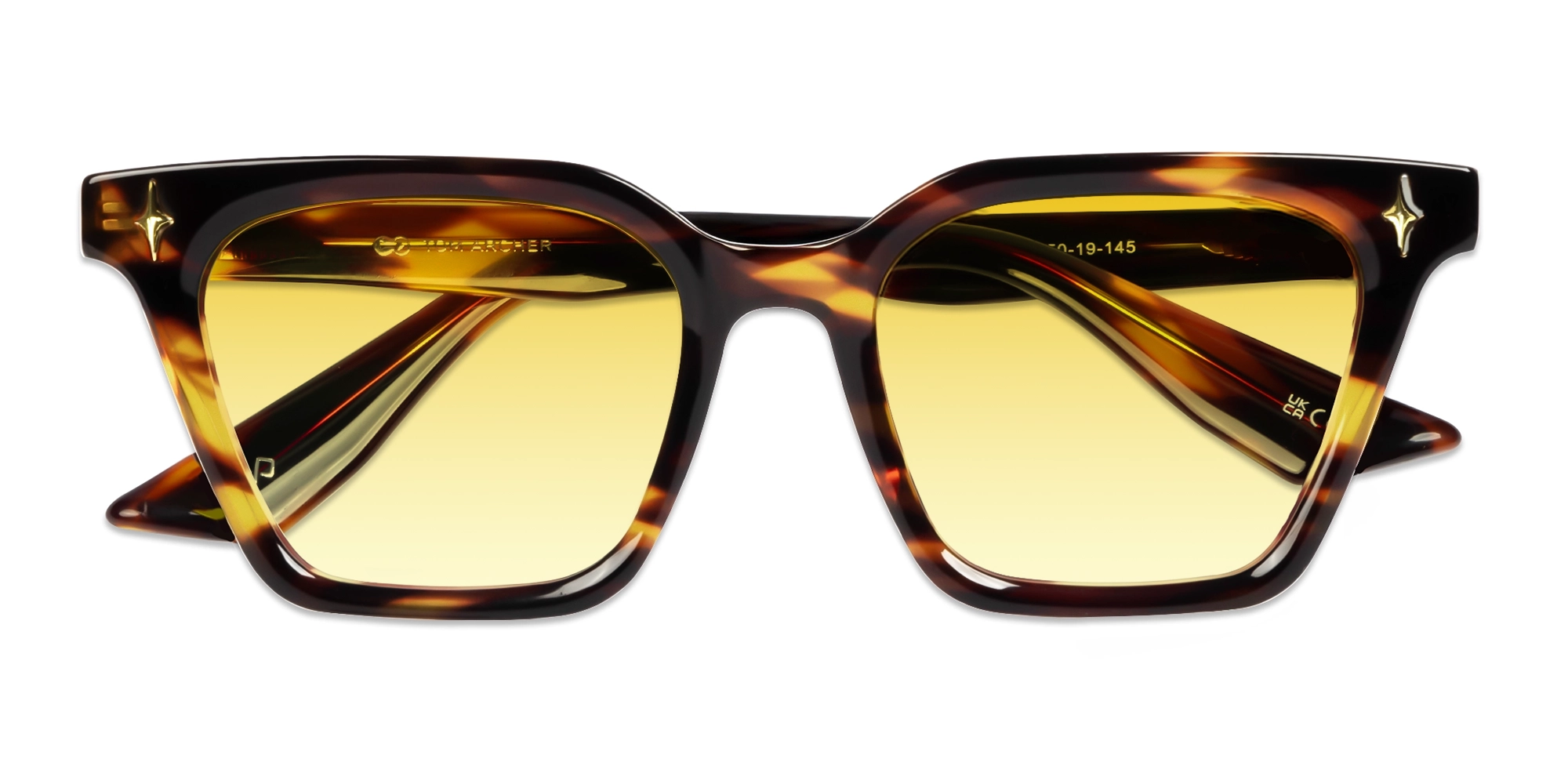 Square Honey Tortoise Frame With Yellow Tint Sunglasses-6