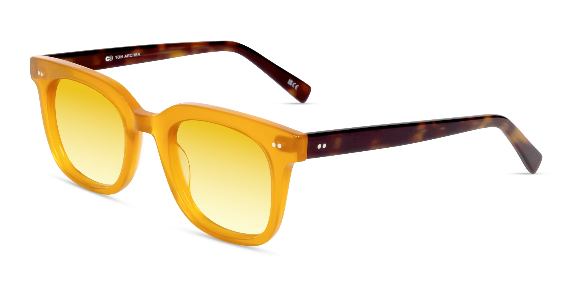 Ochre Gold Square Frame Yellow Tint Sunglasses-3