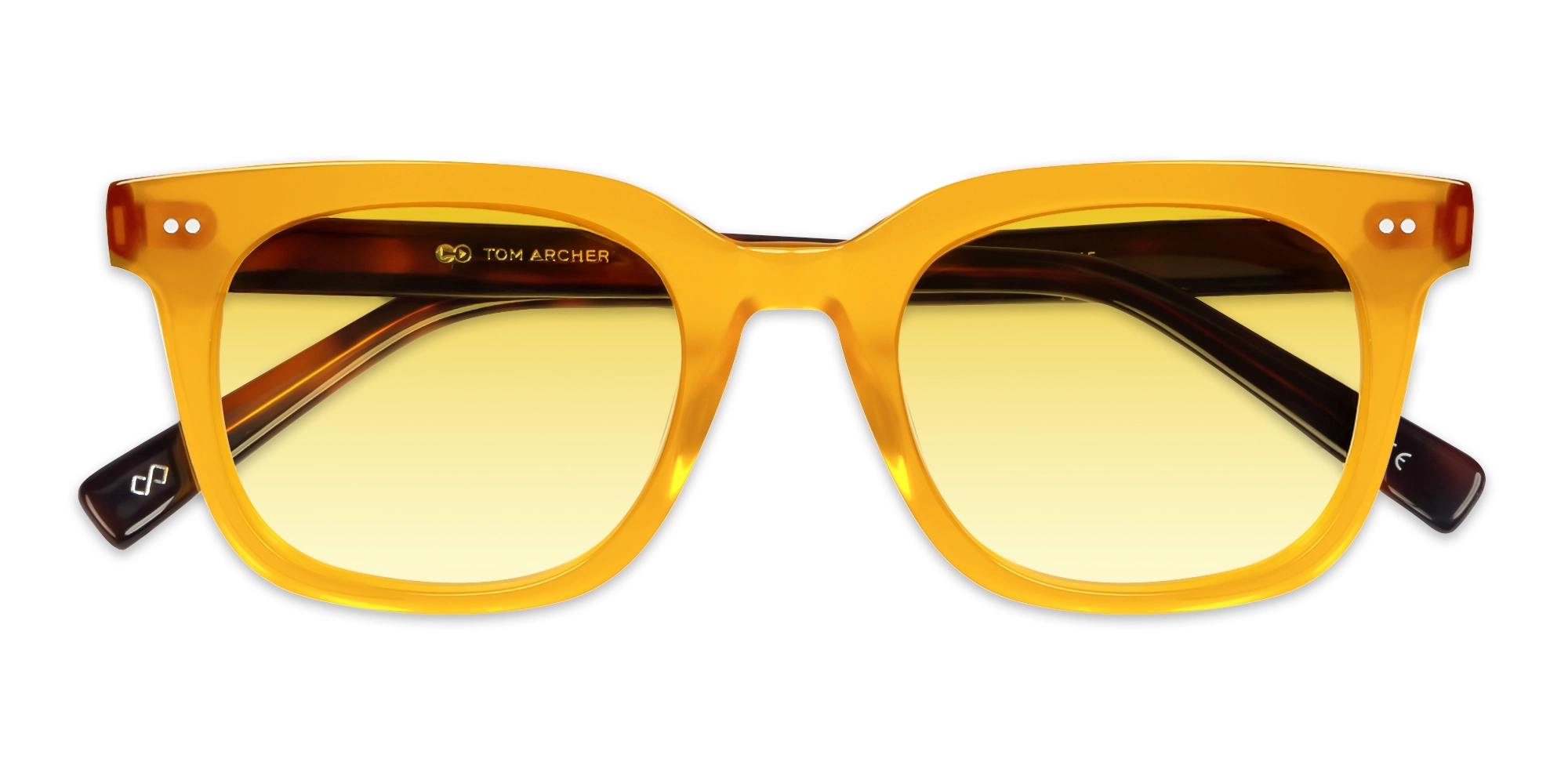 Ochre Gold Square Frame Yellow Tint Sunglasses-6