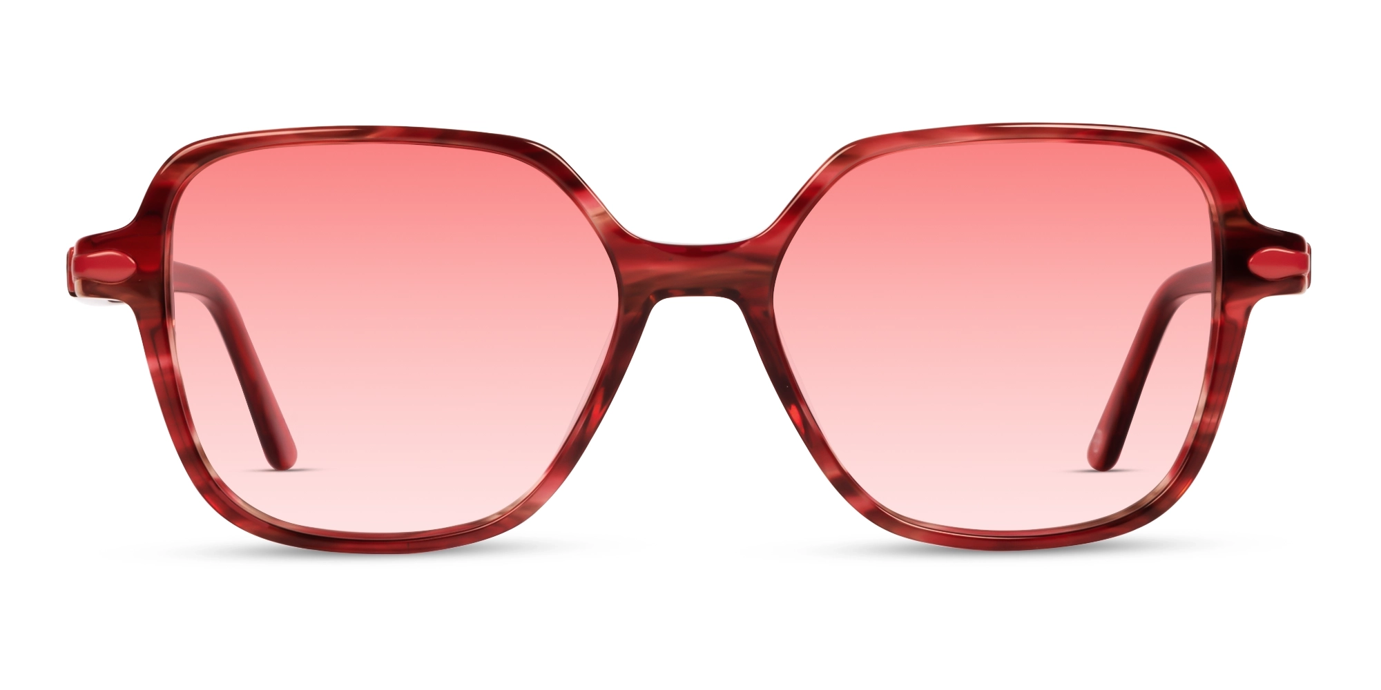 Large Geometric Red Tortoise Sunglasses-1