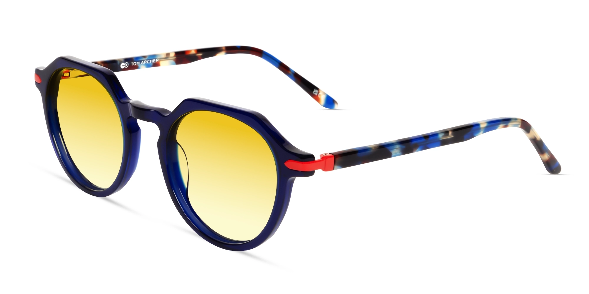 Round Crystal Blue Frame With Yellow Tint Sunglasses-3