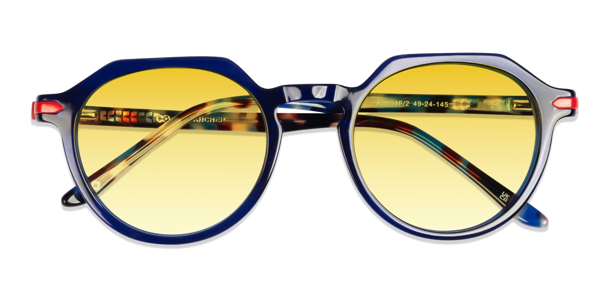 Round Crystal Blue Frame With Yellow Tint Sunglasses-6
