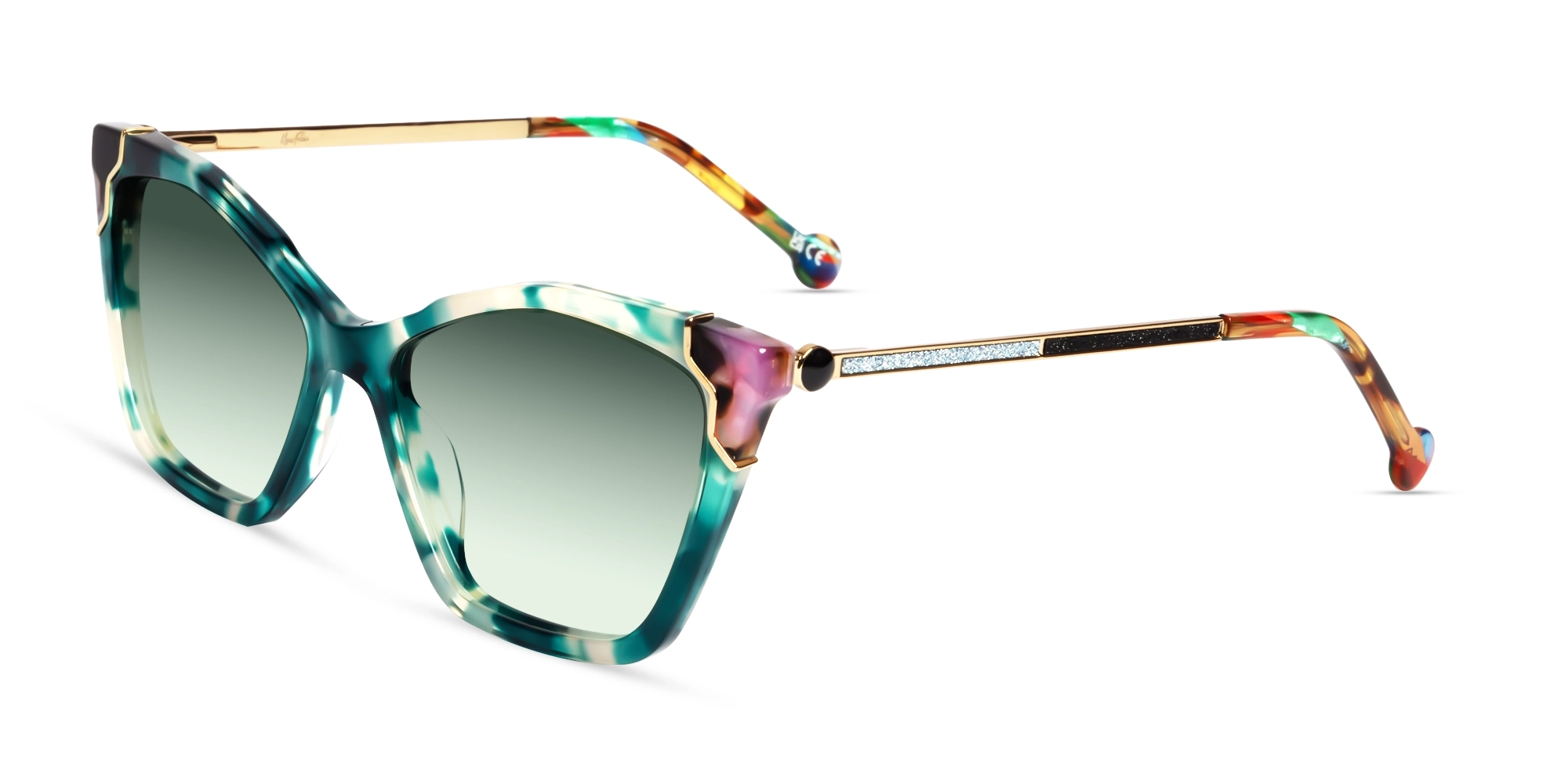Green Tortoise Cateye Frame With Green Tint Sunglasses-3 Green Tortoise Cateye Frame With Green Tint Sunglasses-3