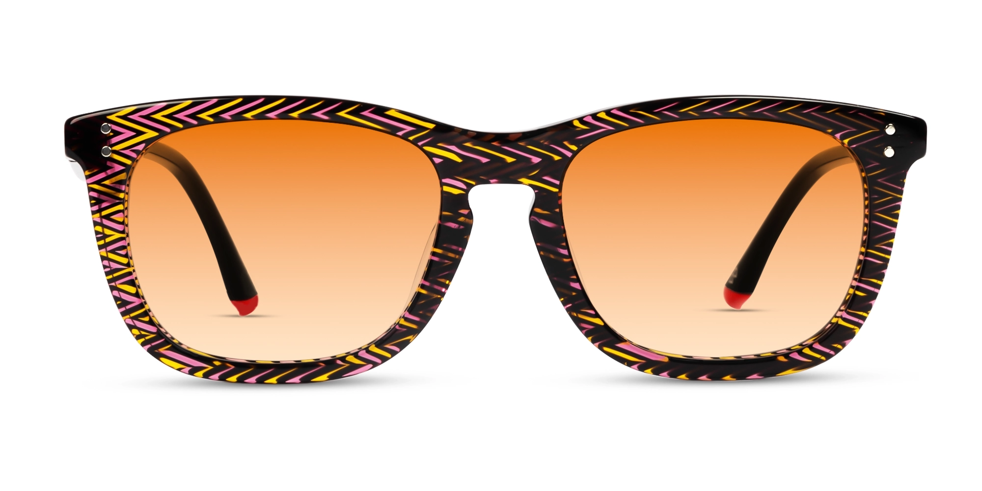 Black Maze Frame With Orange Tint Sunglasses-1 Black Maze Frame With Orange Tint Sunglasses-1