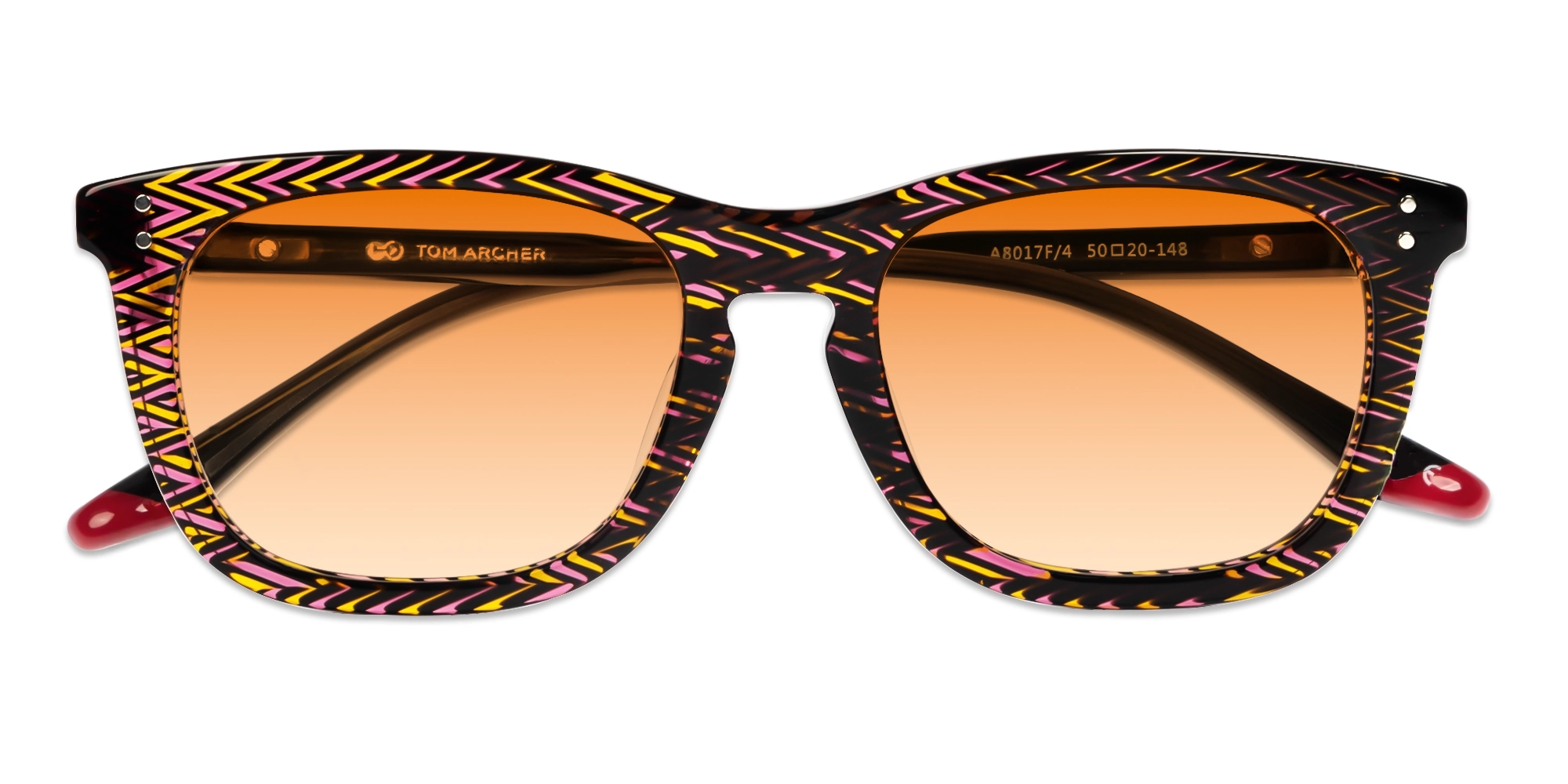 Black Maze Frame With Orange Tint Sunglasses-6