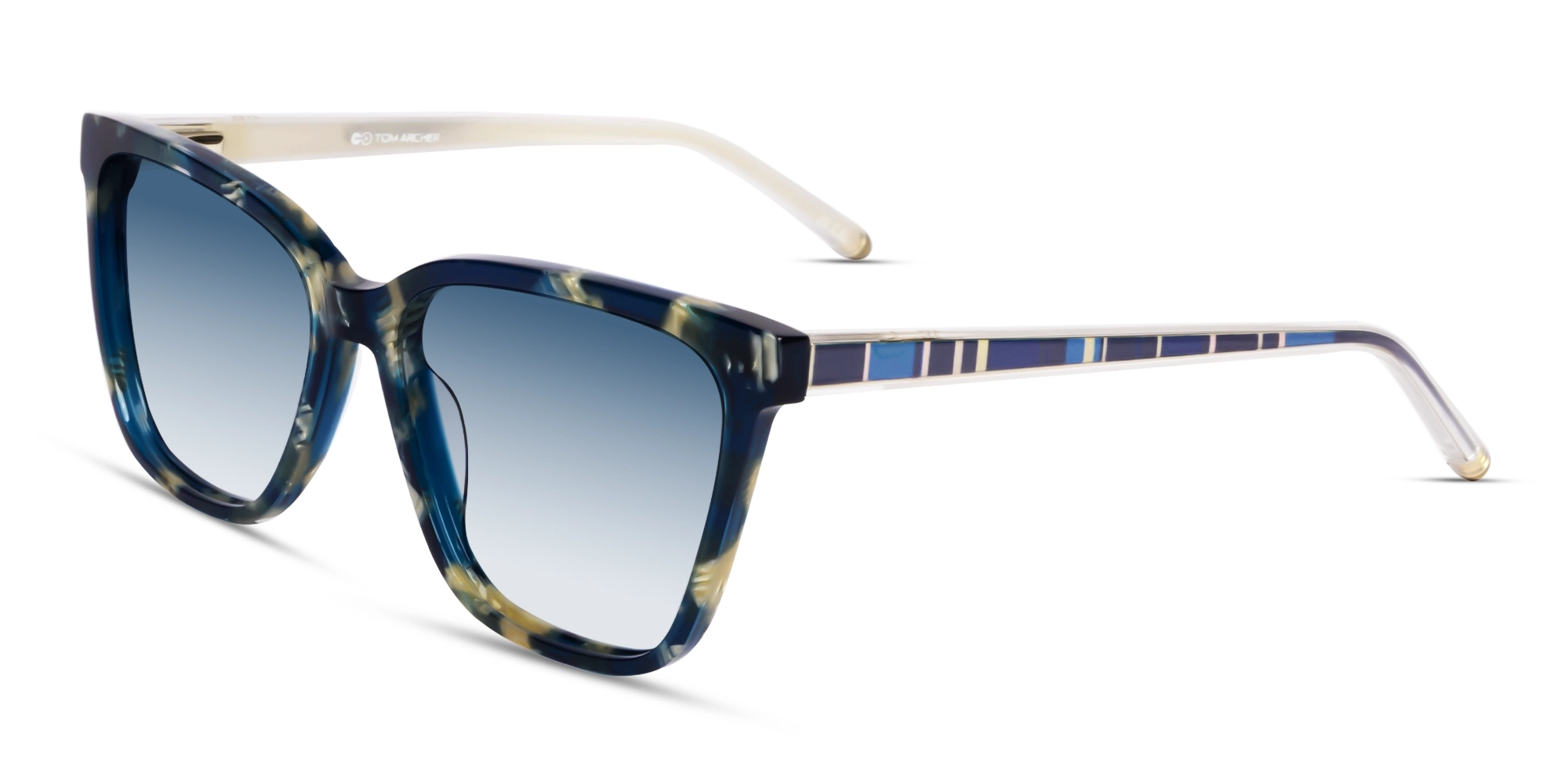 Teal Marble Cateye Frame With Blue Tint Sunglasses-3