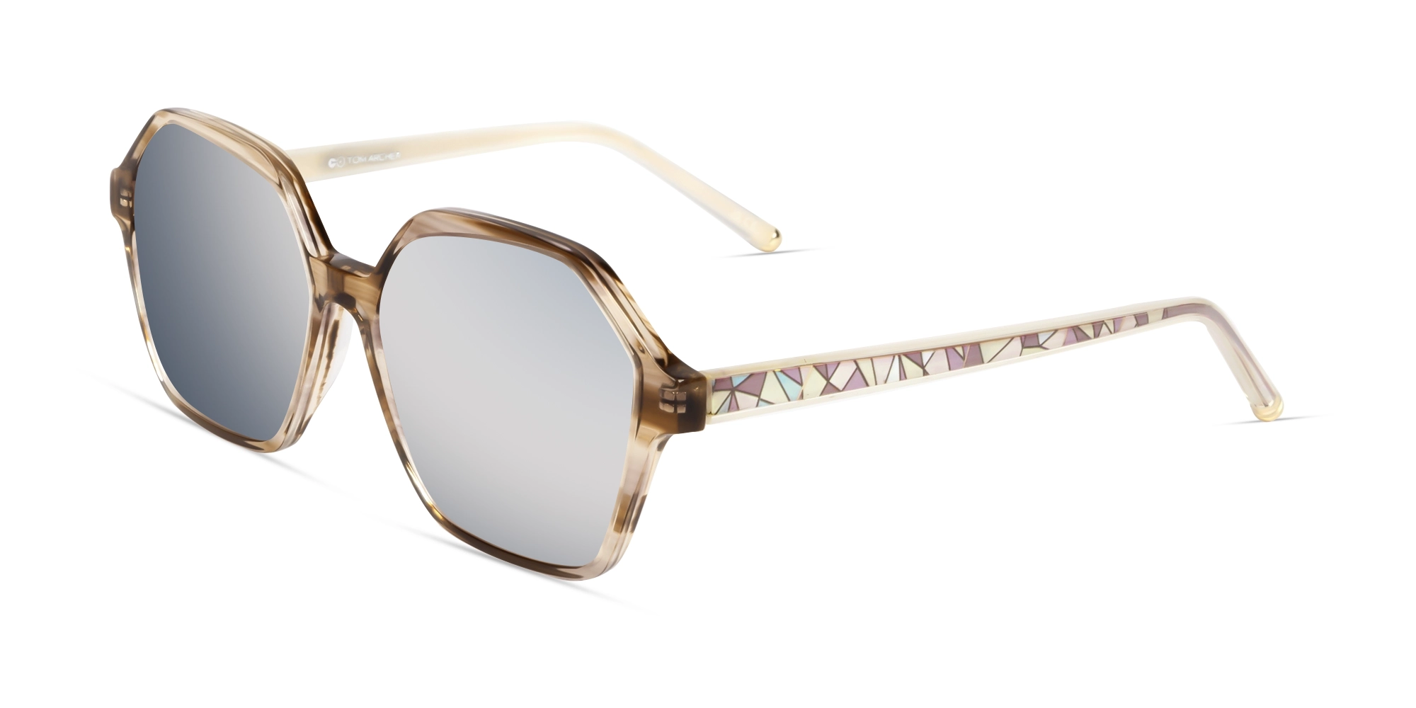Crystal Brown Geometric Sunglasses-3