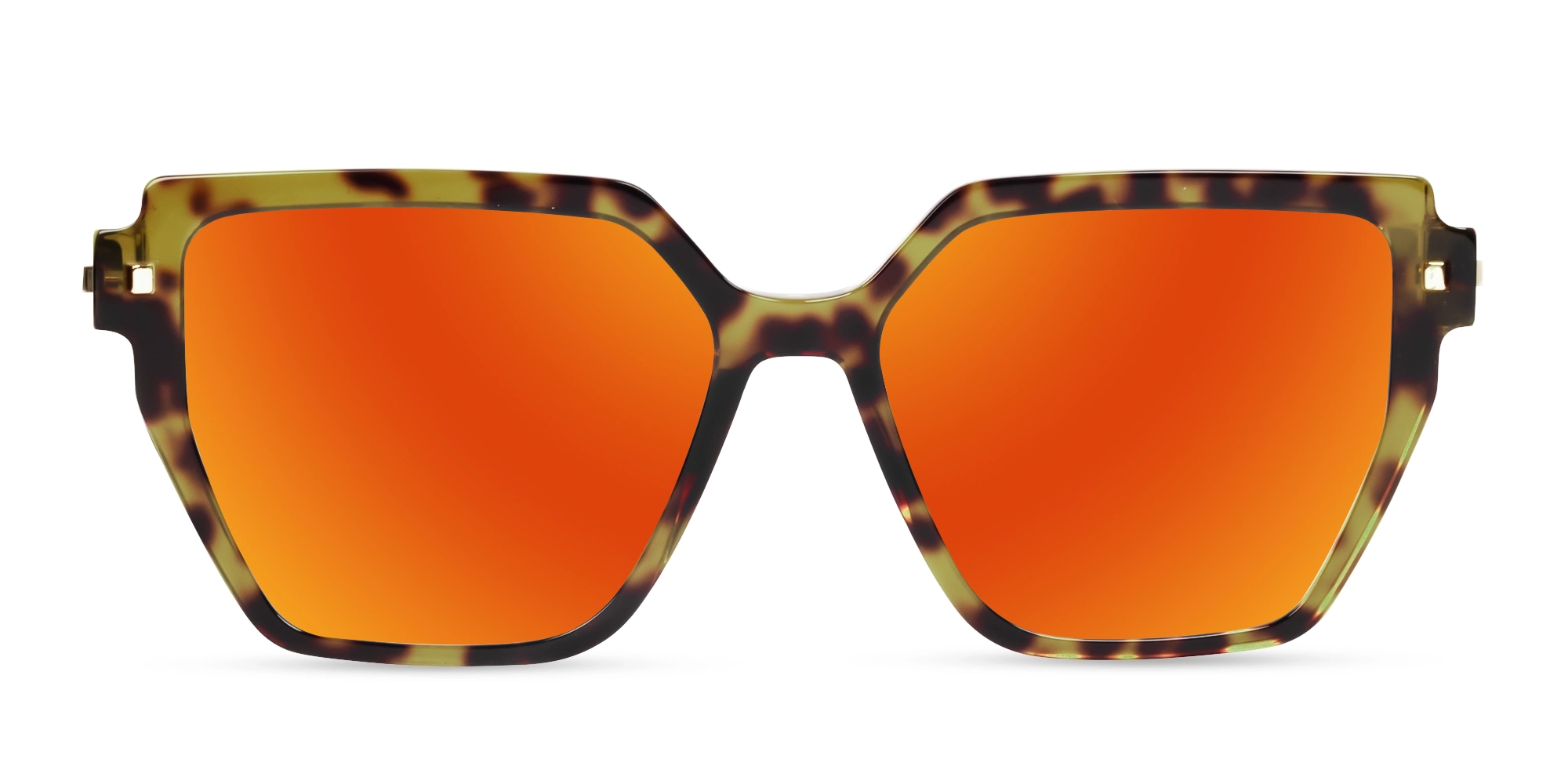 Mirror Red Geometric Frame Sunglasses-1
