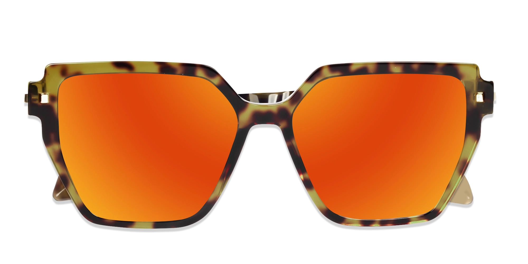 Mirror Red Geometric Frame Sunglasses-6