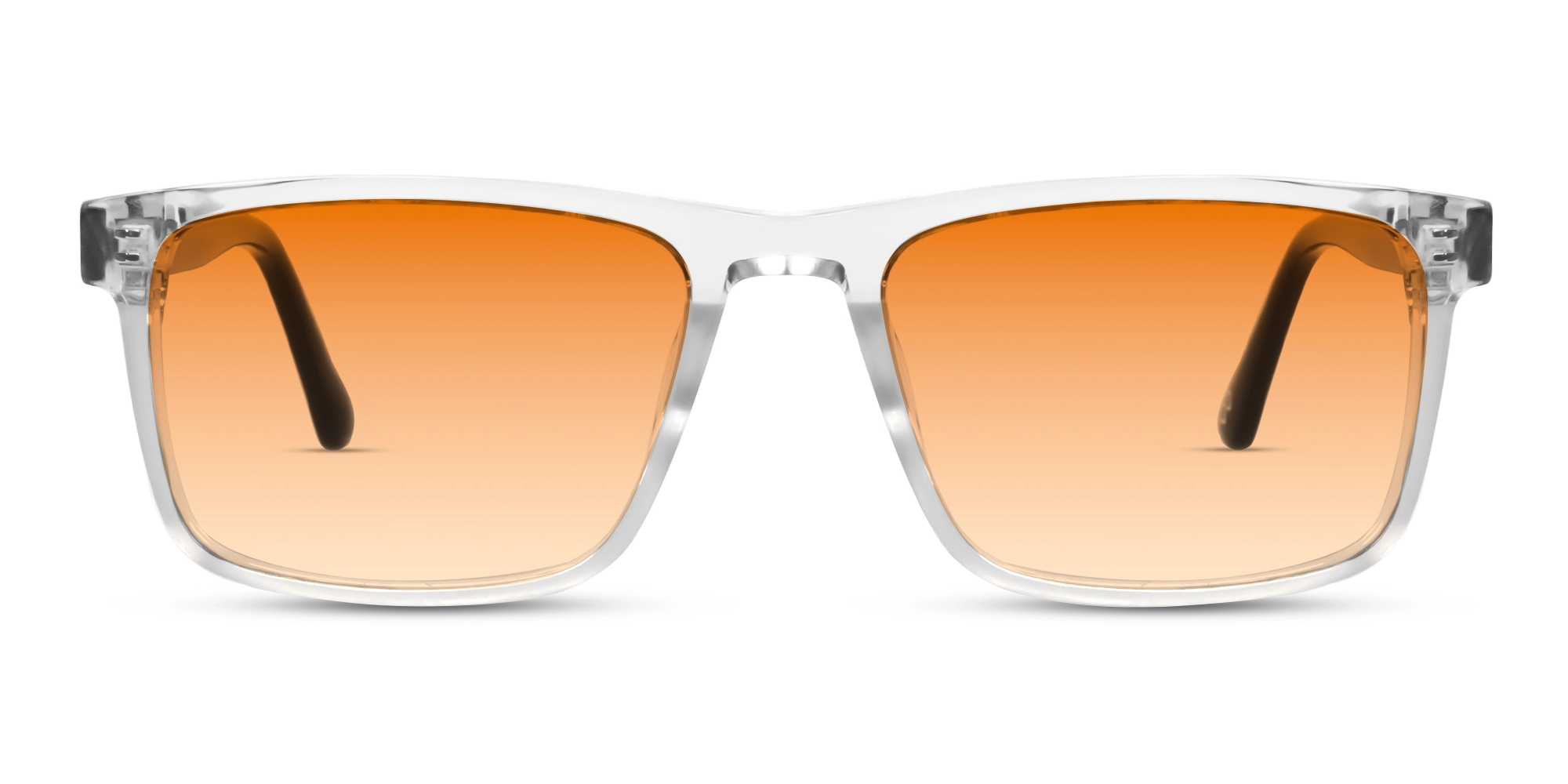 Clear & Grey Rectangular Orange Tint Sunglasses-1 Clear & Grey Rectangular Orange Tint Sunglasses-1