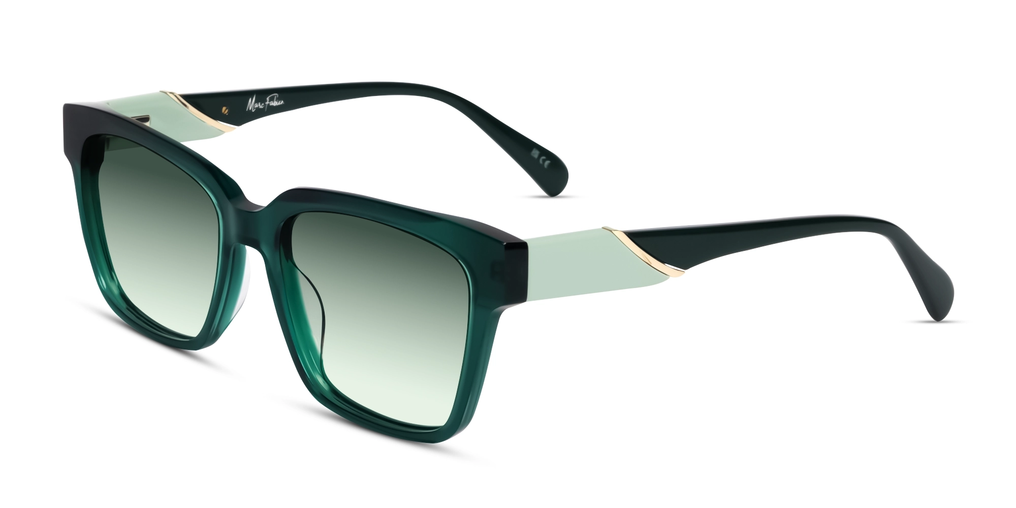 Crystal Teal Square Frame With Green Tint Sunglasses-3