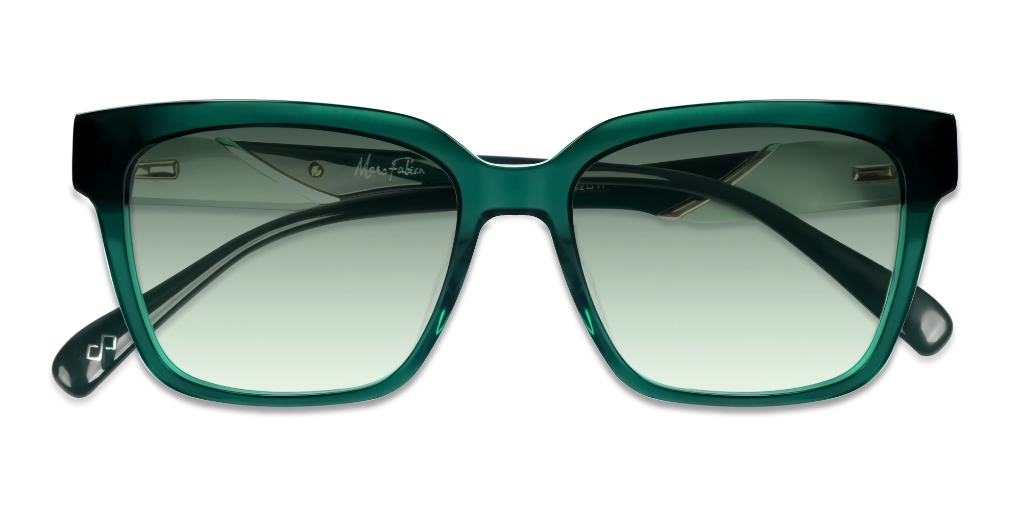Crystal Teal Square Frame With Green Tint Sunglasses-6