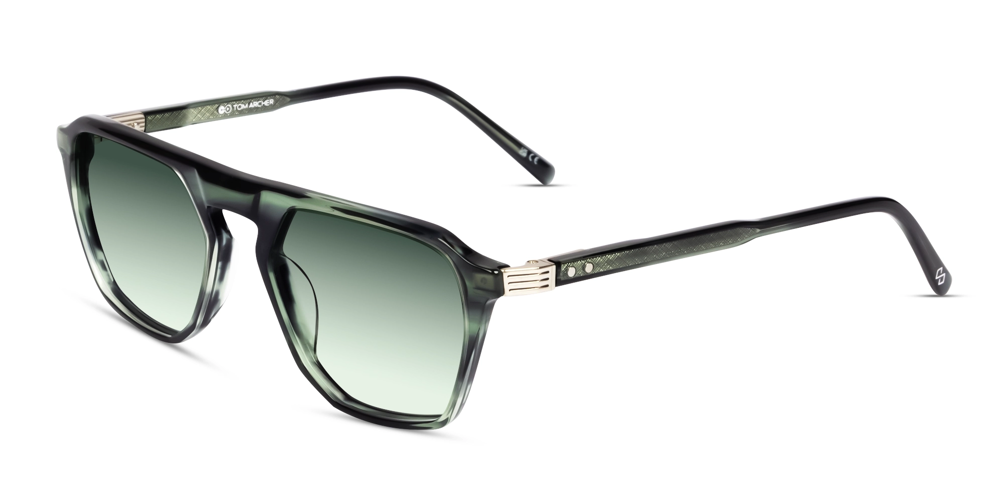 Green Gradient Tint Flat Top Sunglasses-3