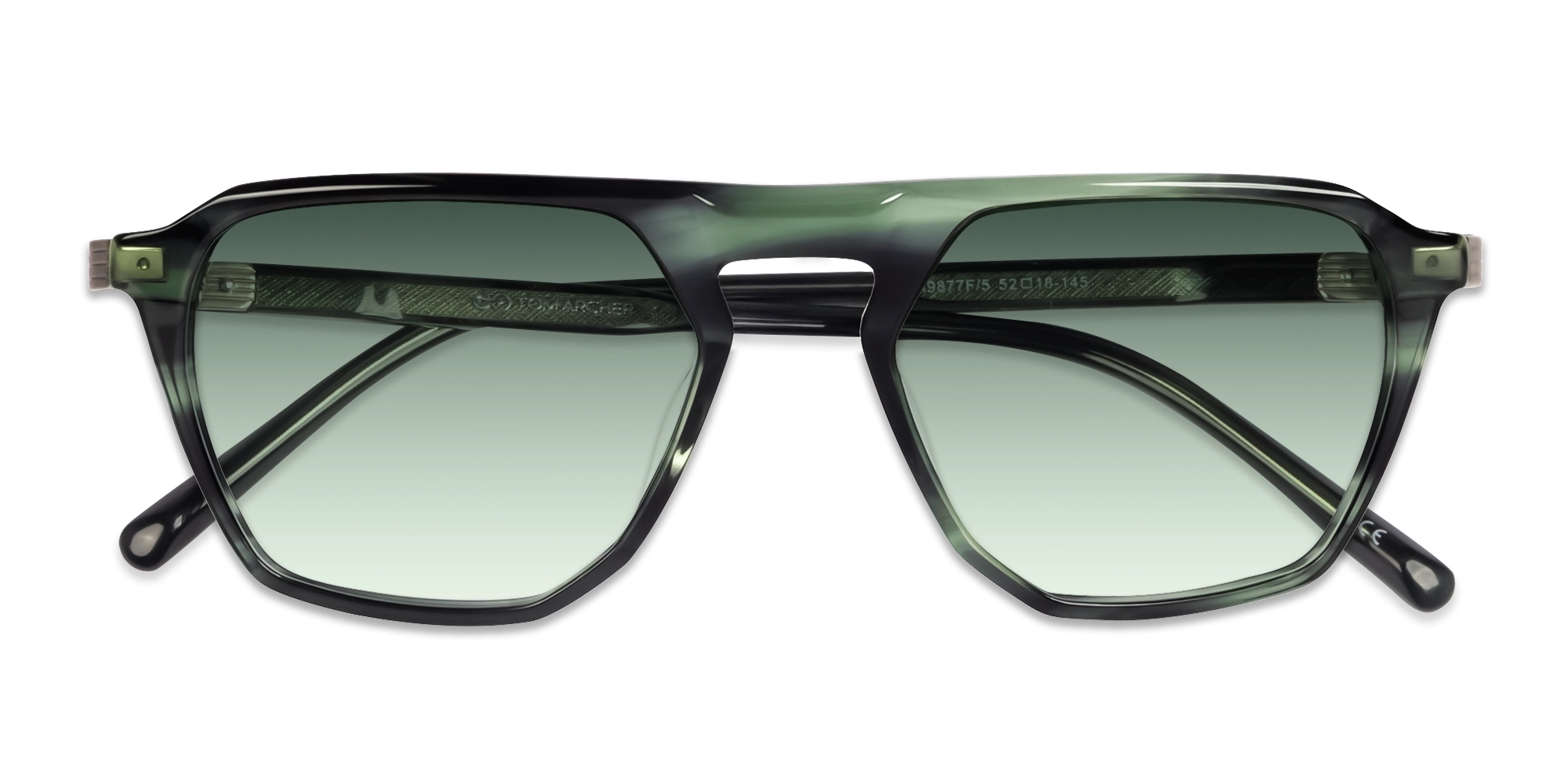 Green Gradient Tint Flat Top Sunglasses-6