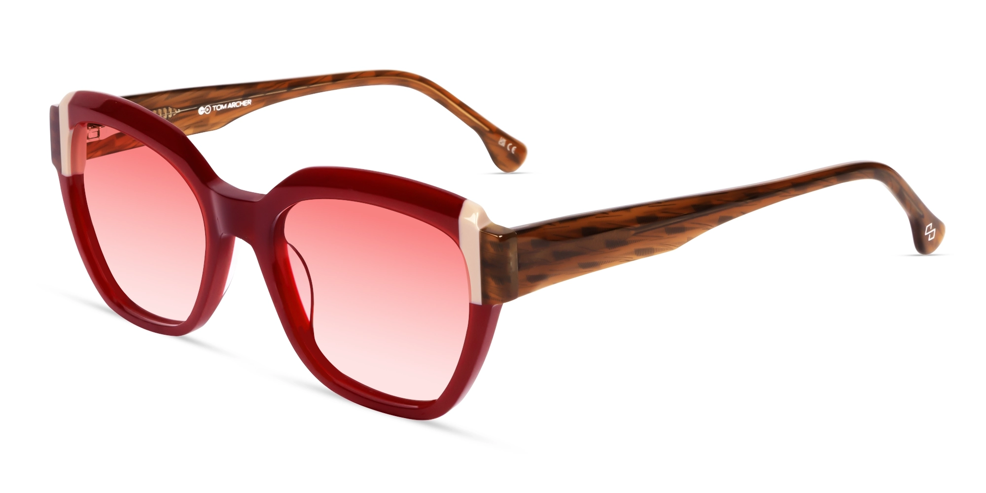 Dark Maroon Cateye Frame With Red Tint Sunglasses-3