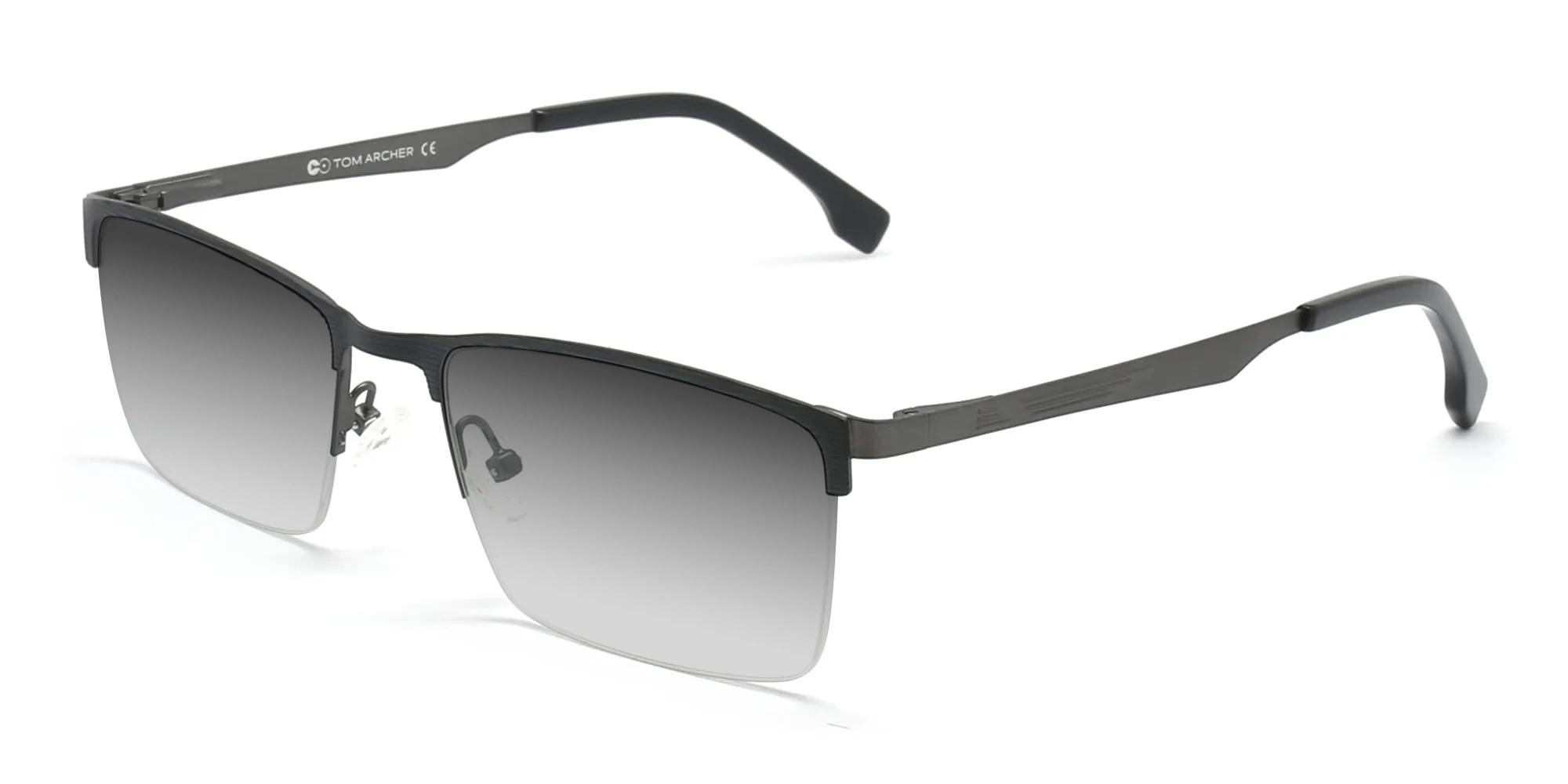 Large Navy Blue & Gunmetal Metal Sunglasses-3