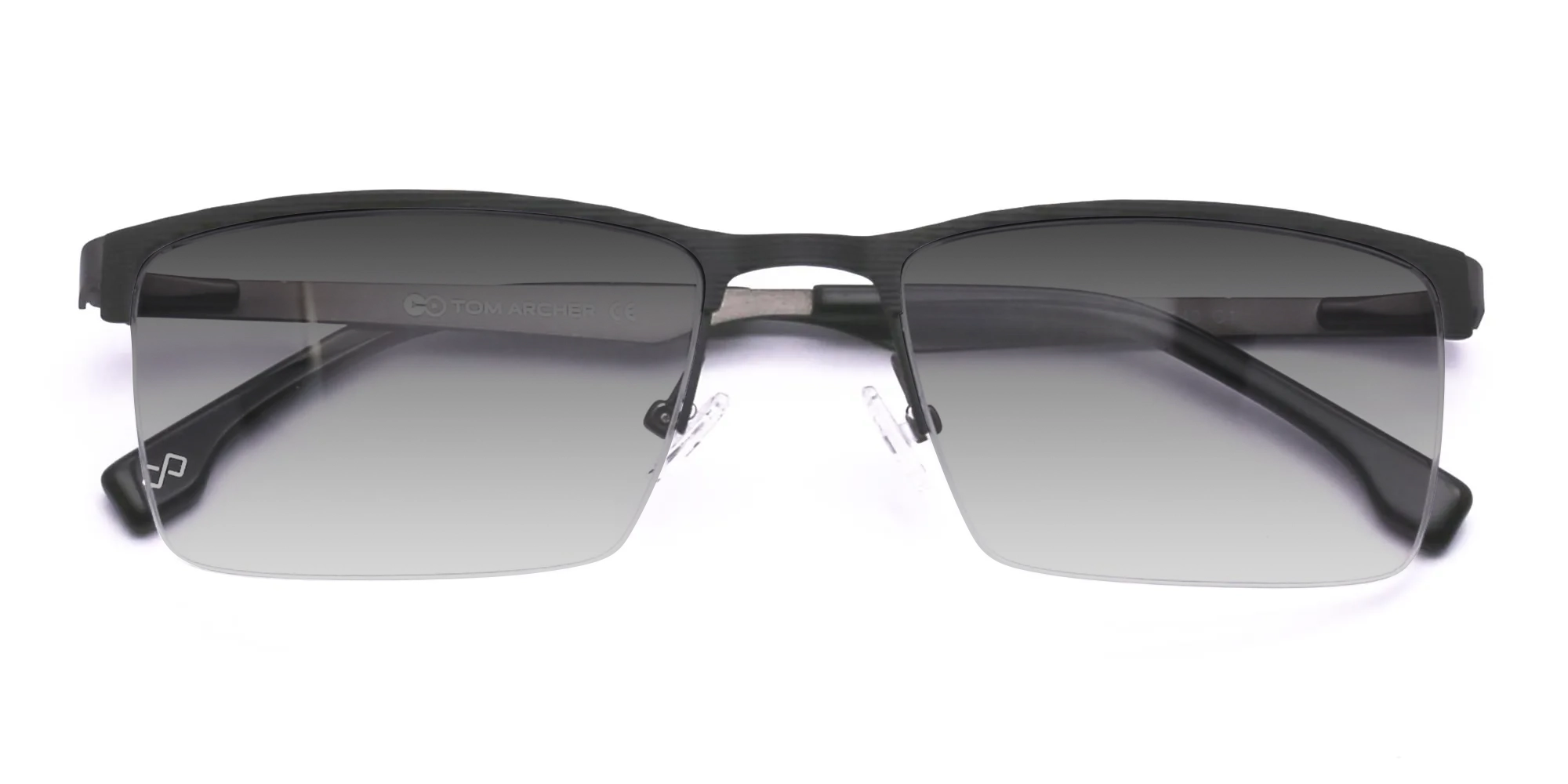 Large Navy Blue & Gunmetal Metal Sunglasses-6