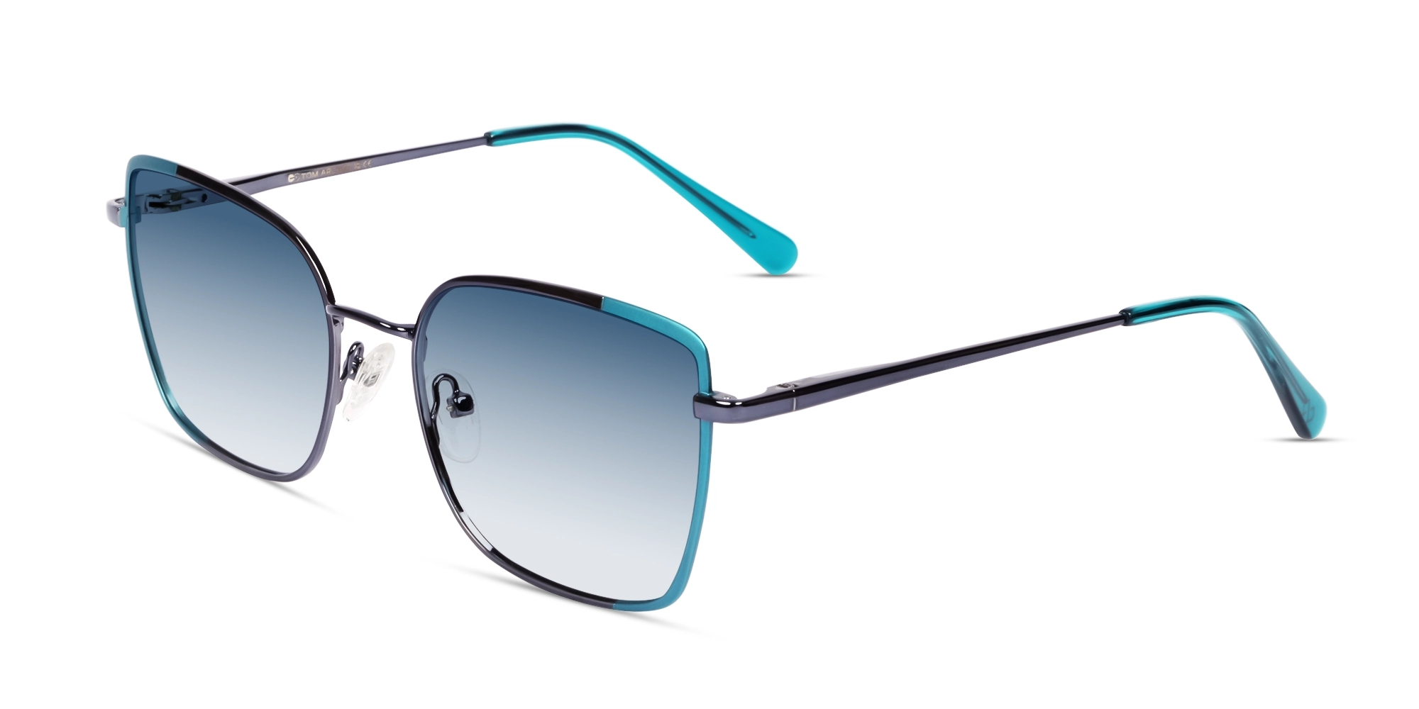 Black & Teal Cateye Frame With Blue Tint Sunglasses-3 Black & Teal Cateye Frame With Blue Tint Sunglasses-3