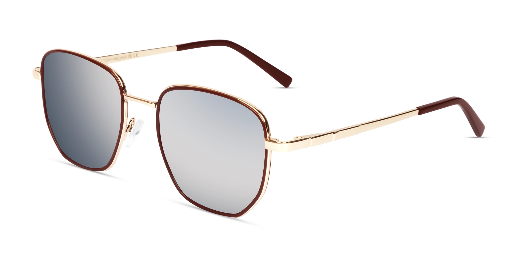 Chestnut & Gold Geometric Mirrored Silver Tint Sunglasses-3