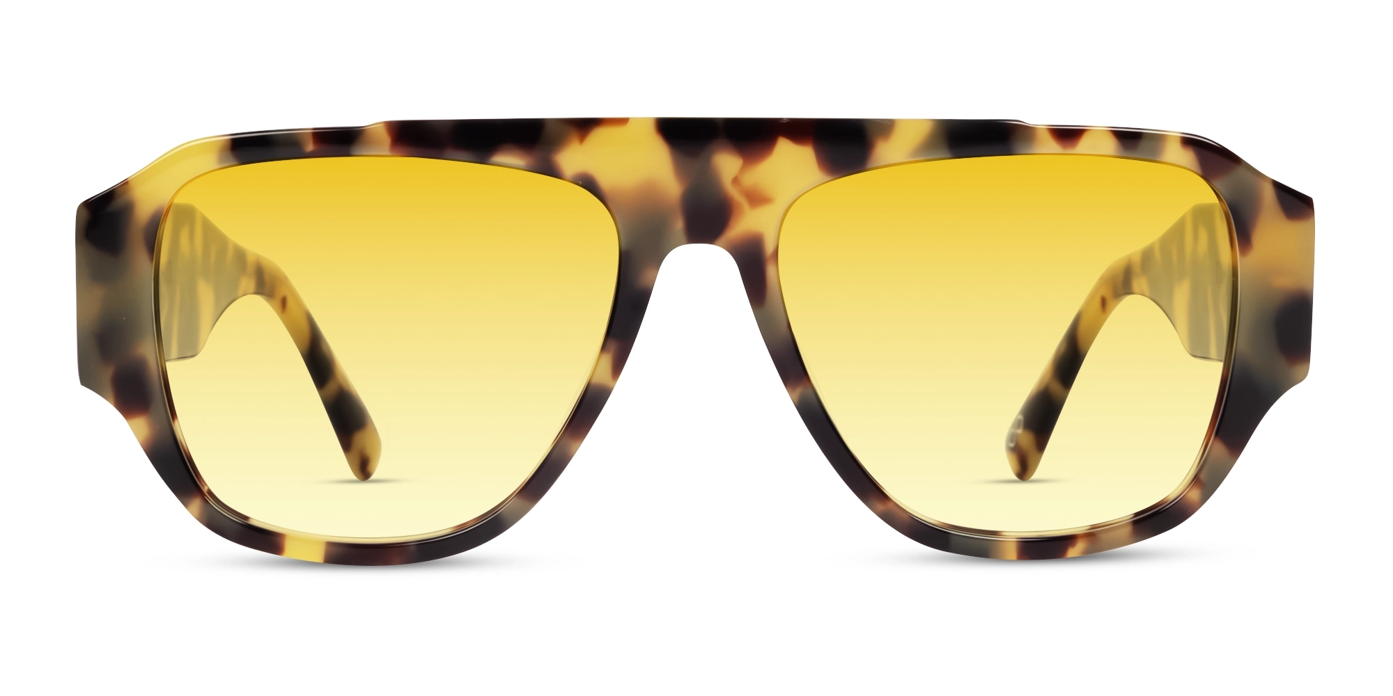 Havana Tortoise Pilot Frame Yellow Tint Sunglasses-1