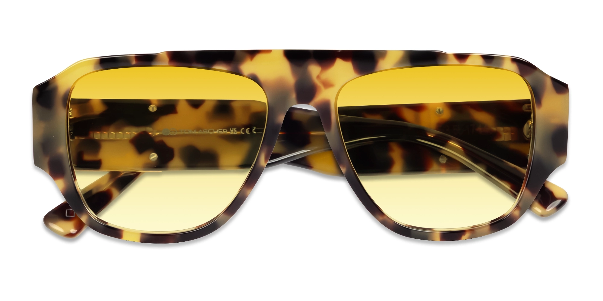 Havana Tortoise Pilot Frame Yellow Tint Sunglasses-6