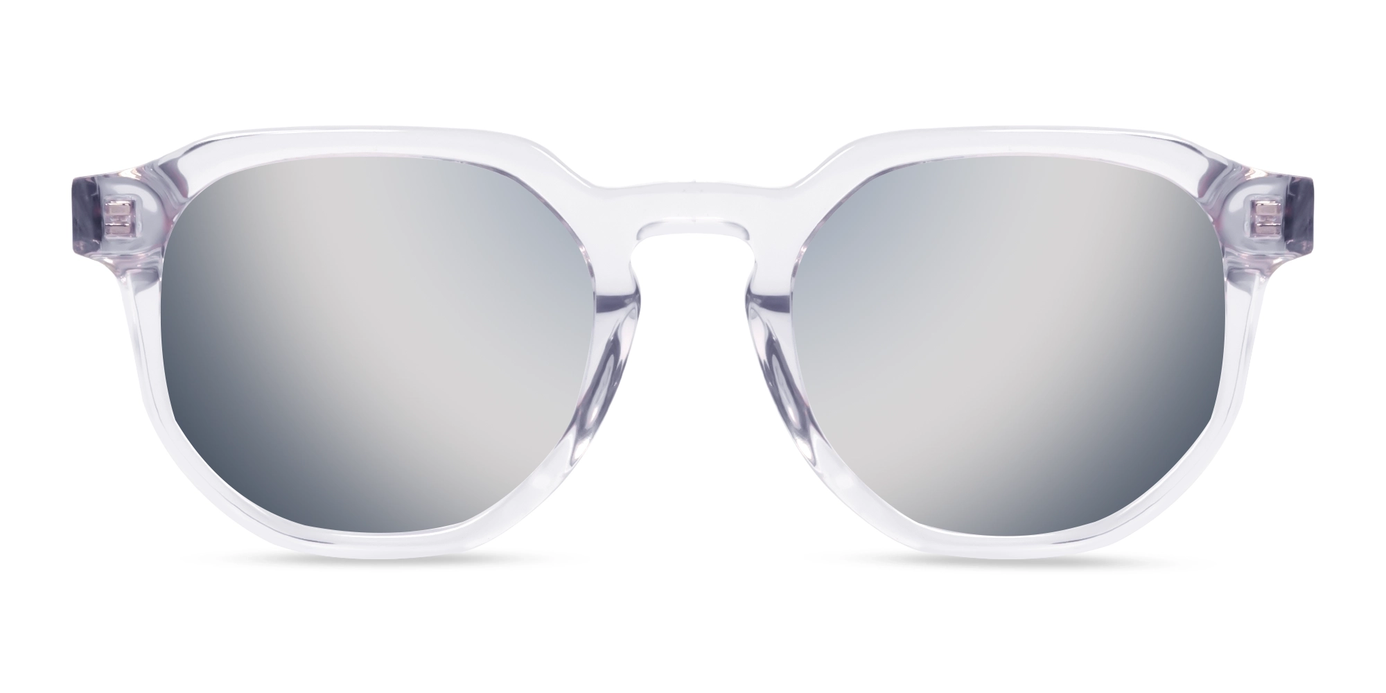 Mirrored Silver Tint Geometric Round Sunglasses-1