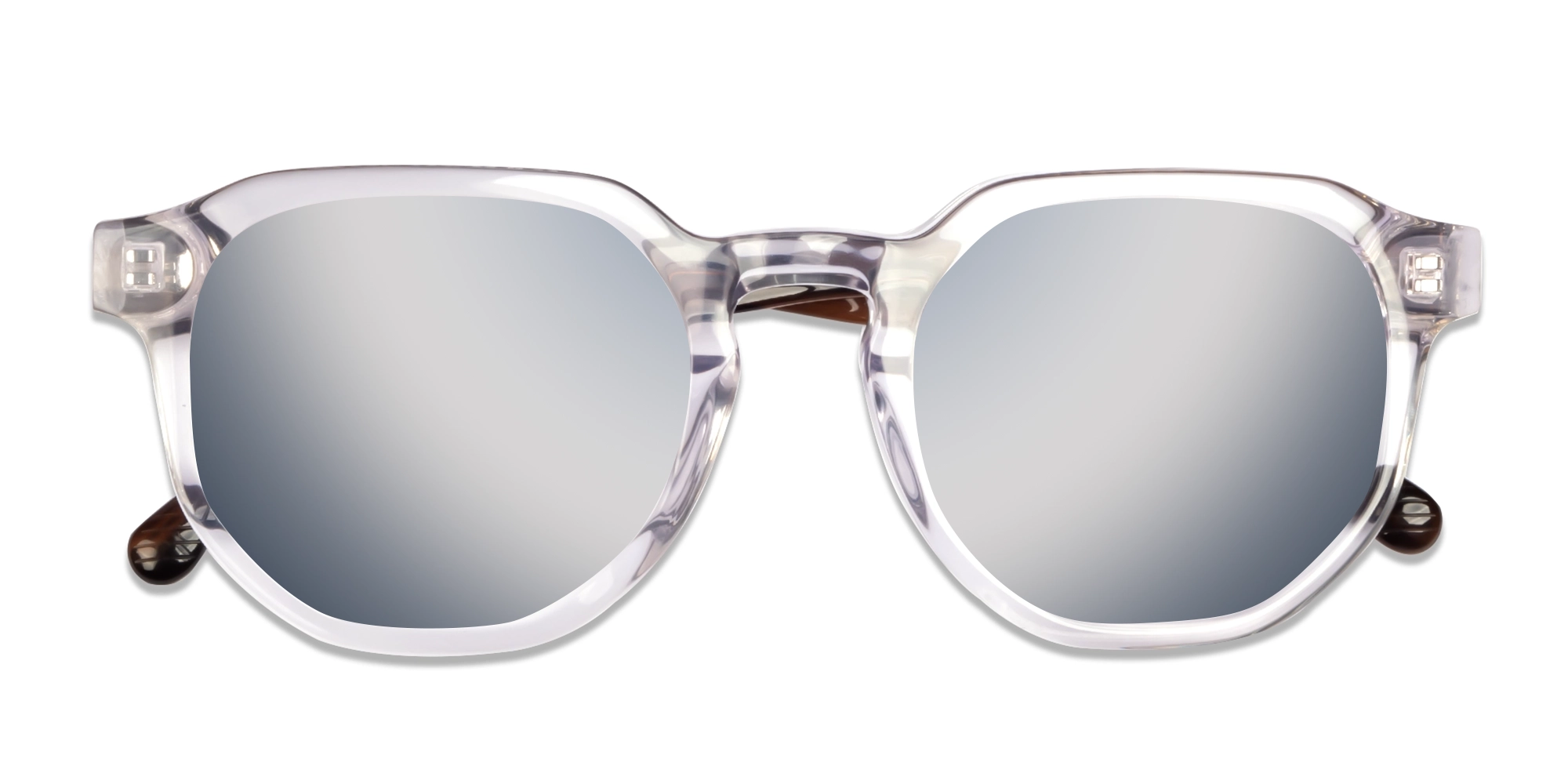 Mirrored Silver Tint Geometric Round Sunglasses-6