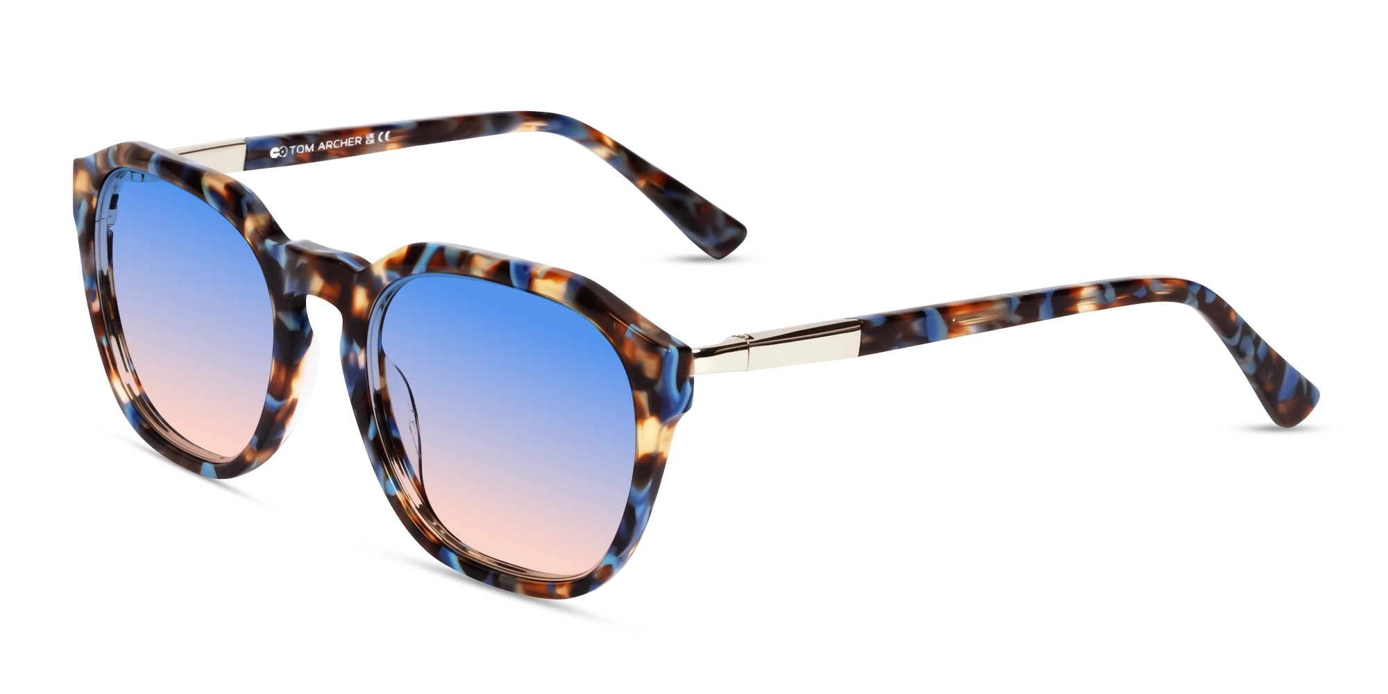 Blue Terrazo Fullrim Square Sunglasses-3