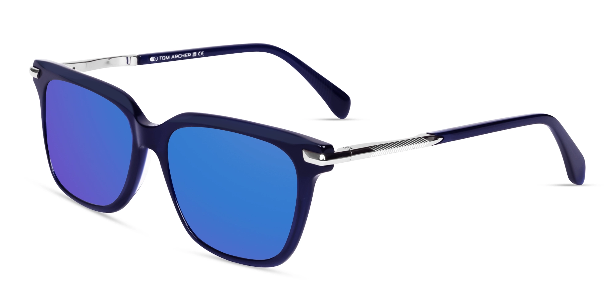 Navy Blue Square Frame With Blue Tint Sunglasses-3