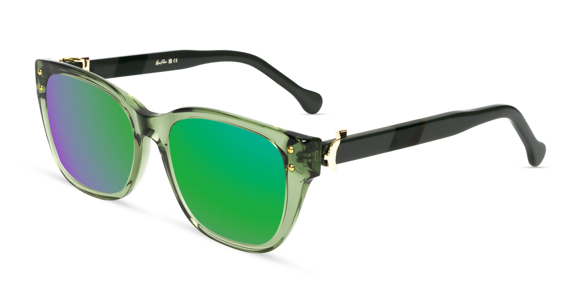 Crystal Gin Green Cateye Sunglasses-3