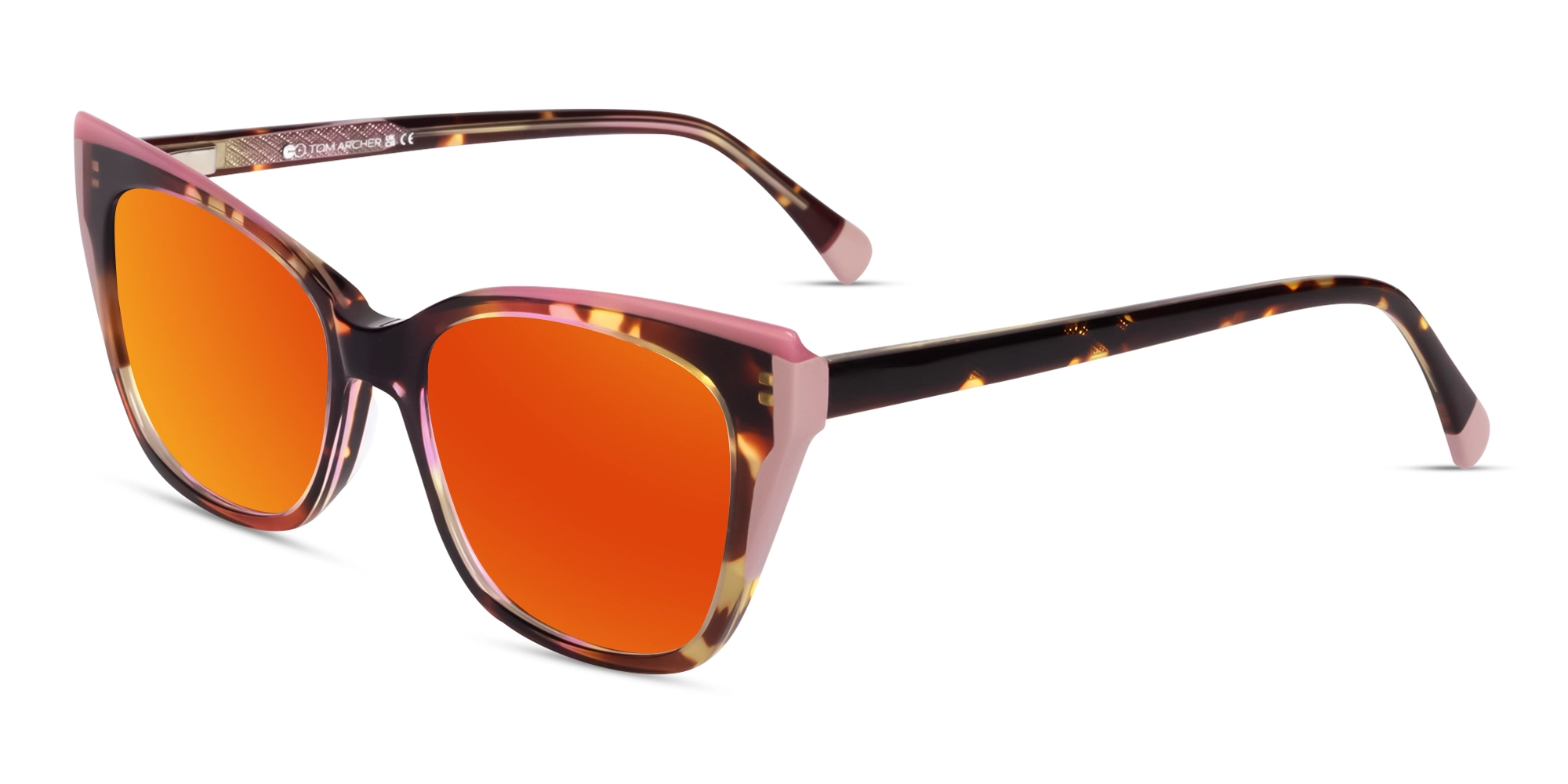 Mirrored Red Tint Cateye Sunglasses-3