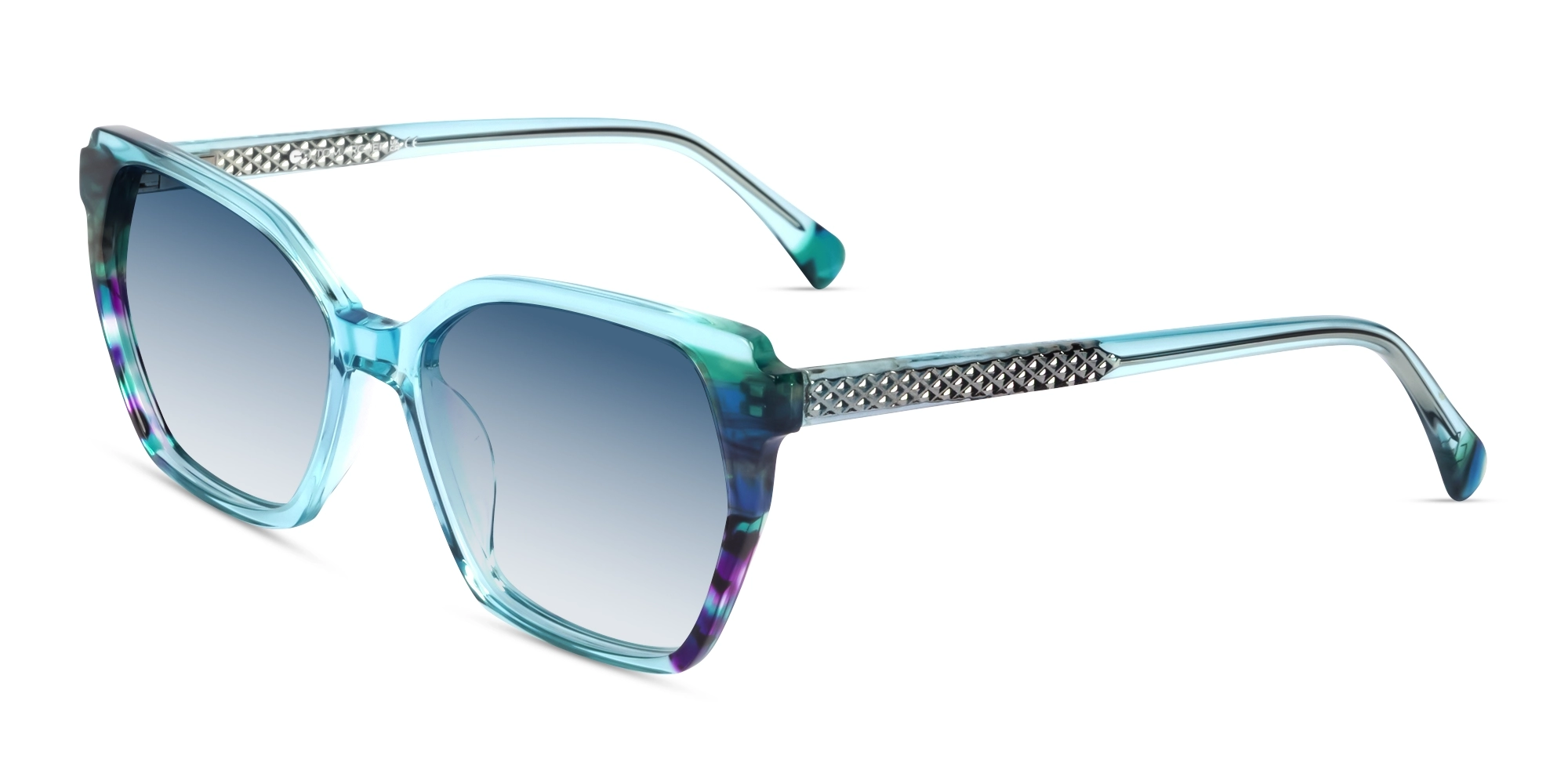 Crystal Ice Blue Cateye Frame With Blue Tint Sunglasses-3 Crystal Ice Blue Cateye Frame With Blue Tint Sunglasses-3