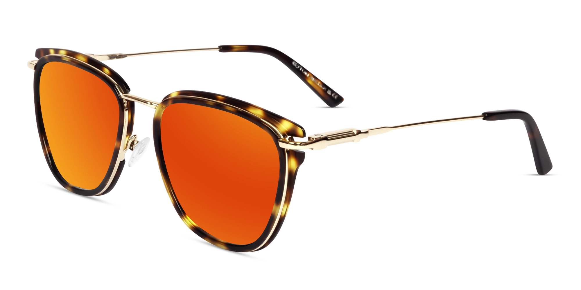 Mirrored Red Tint With Green Tortoise Frame Sunglasses-3