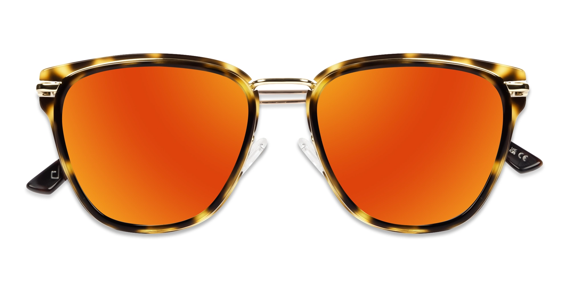 Mirrored Red Tint With Green Tortoise Frame Sunglasses-6