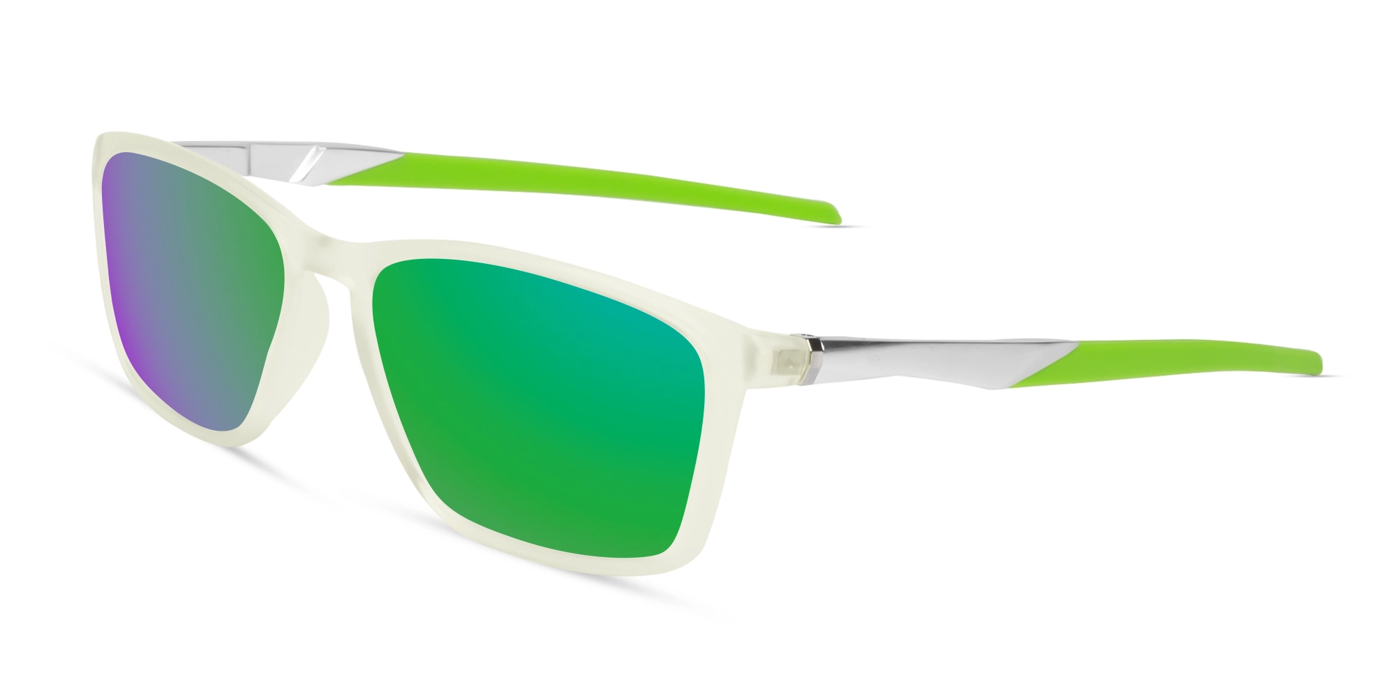 Dove White & Neon Rectangle Sunglasses-3