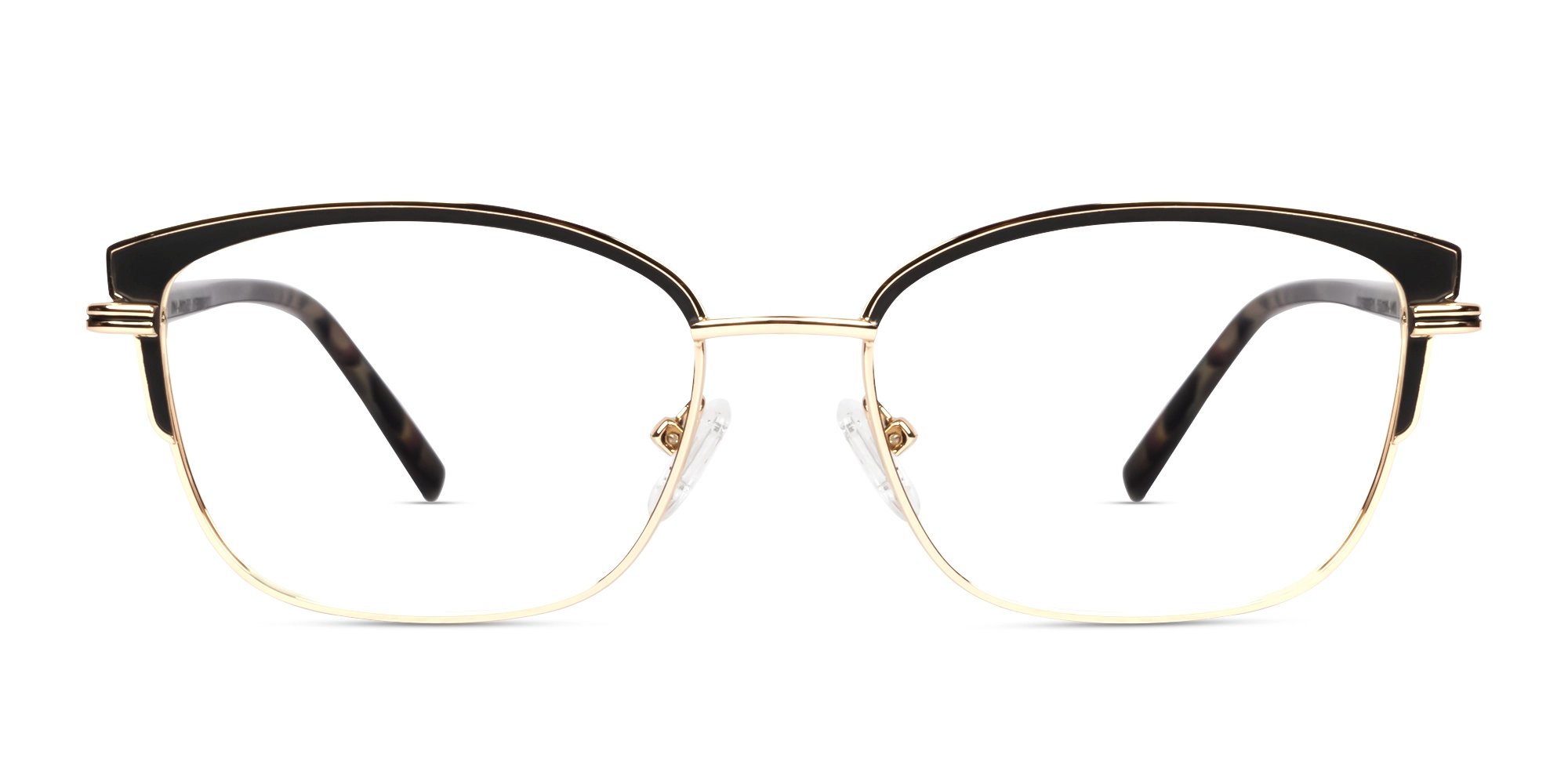Matte Black & Champagne Gold Cat-eye Glasses-1