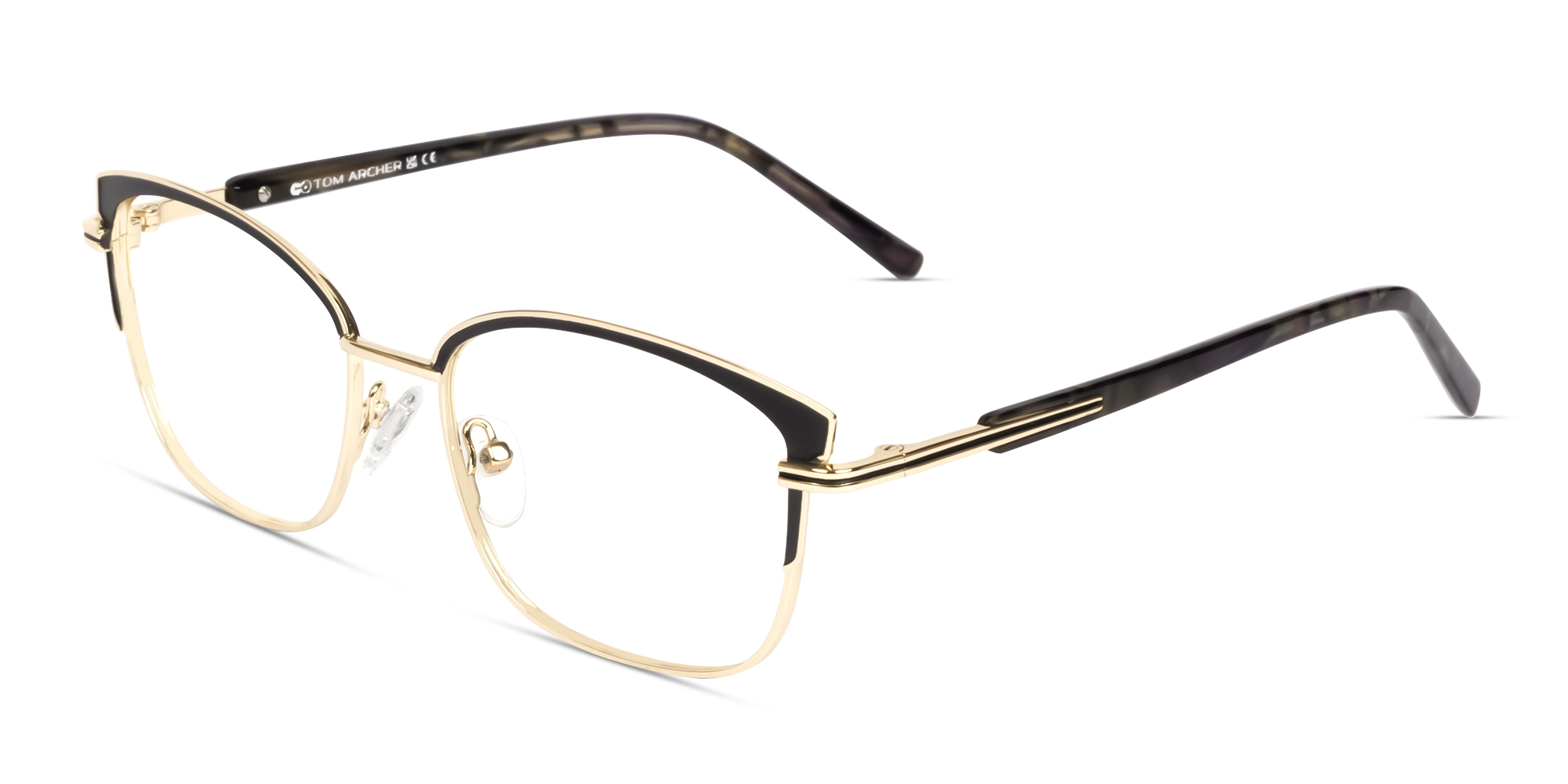 Matte Black & Champagne Gold Cat-eye Glasses-3