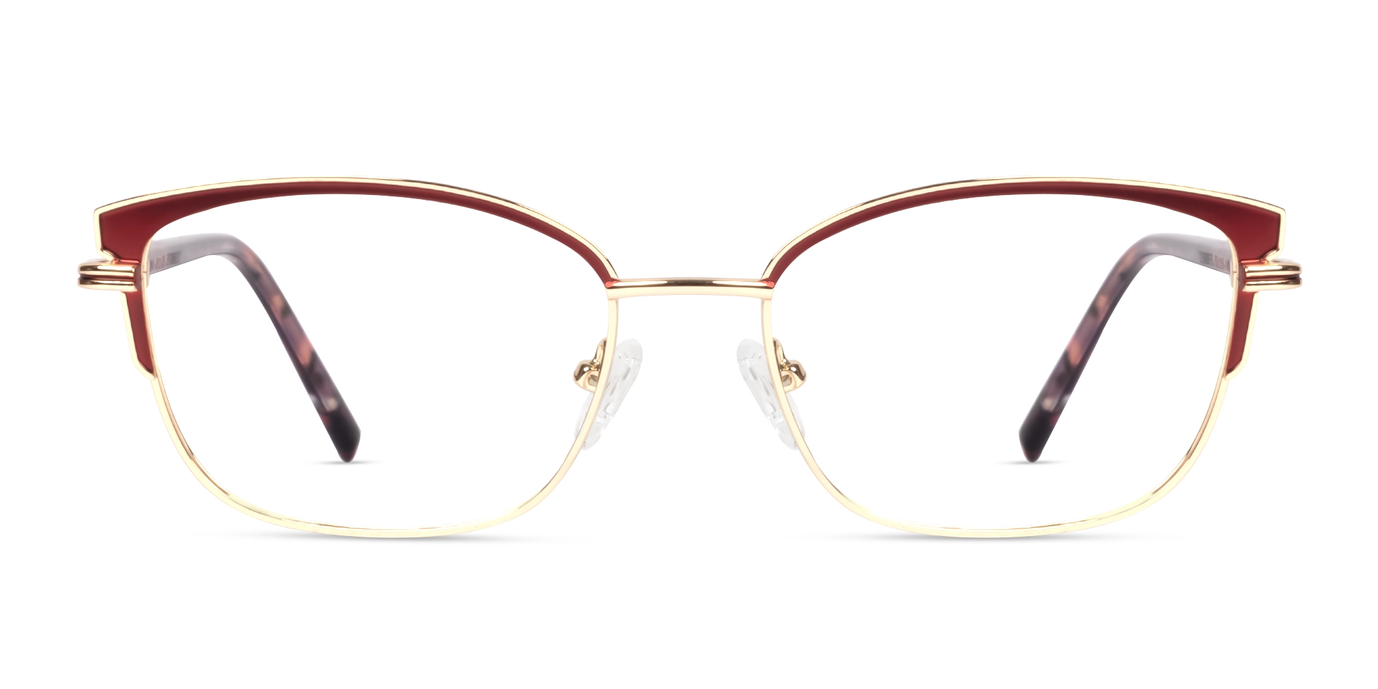 Burgundy Red & Champagne Gold Cat-eye Glasses-1