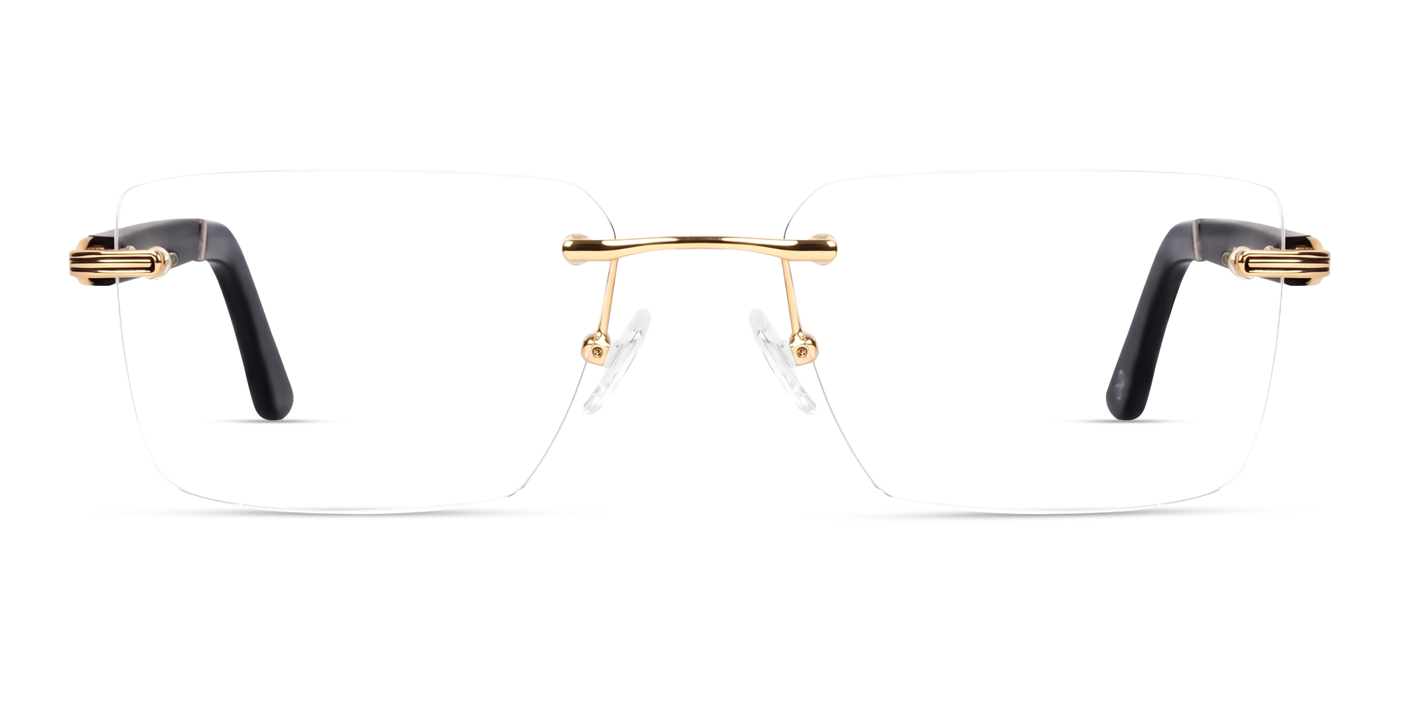 Gold Rimless Metal & Wooden Rectangle Glasses Gold Rimless Metal & Wooden Rectangle Glasses