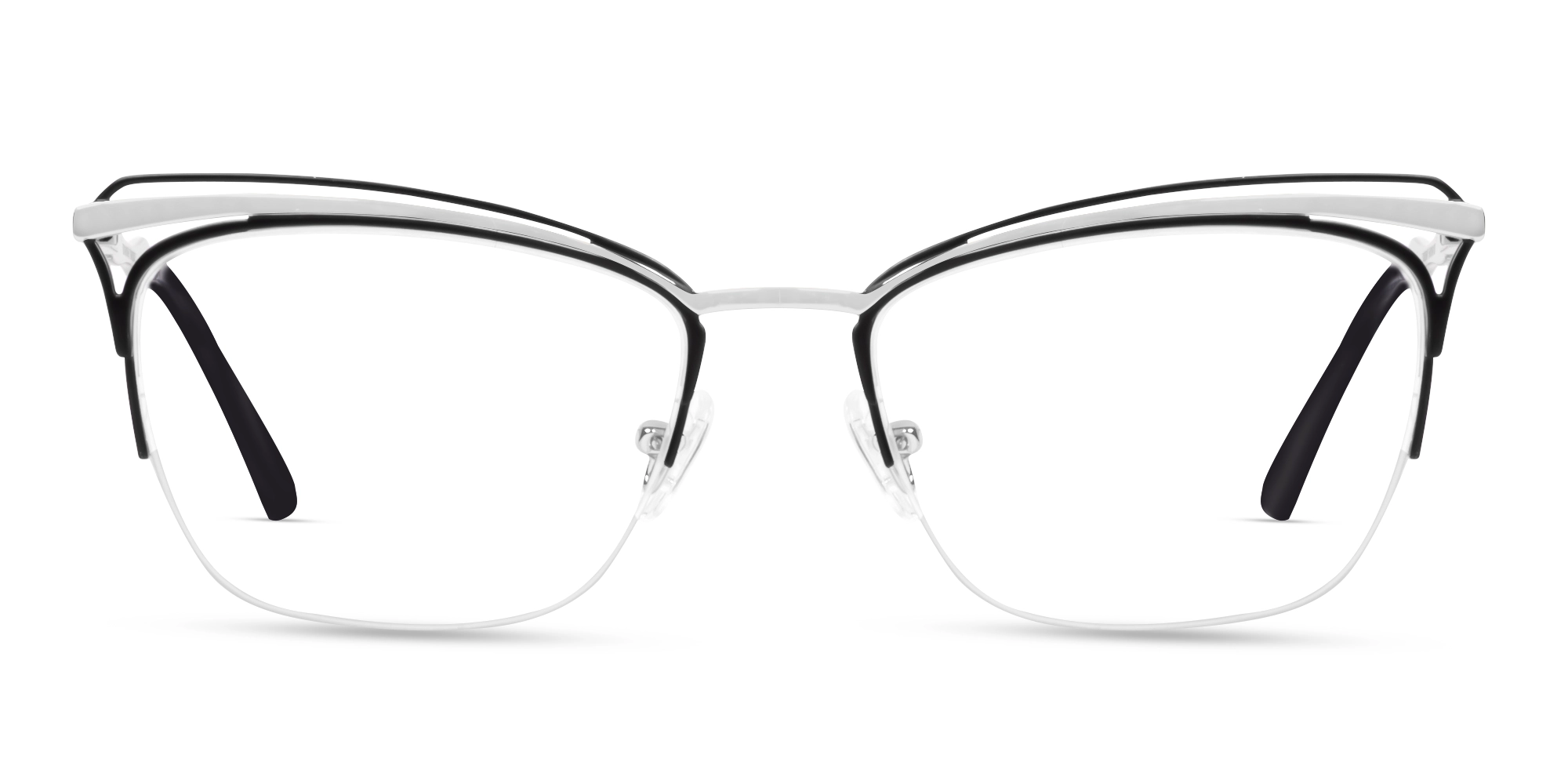 Black & Silver Cat-eye Glasses For Women