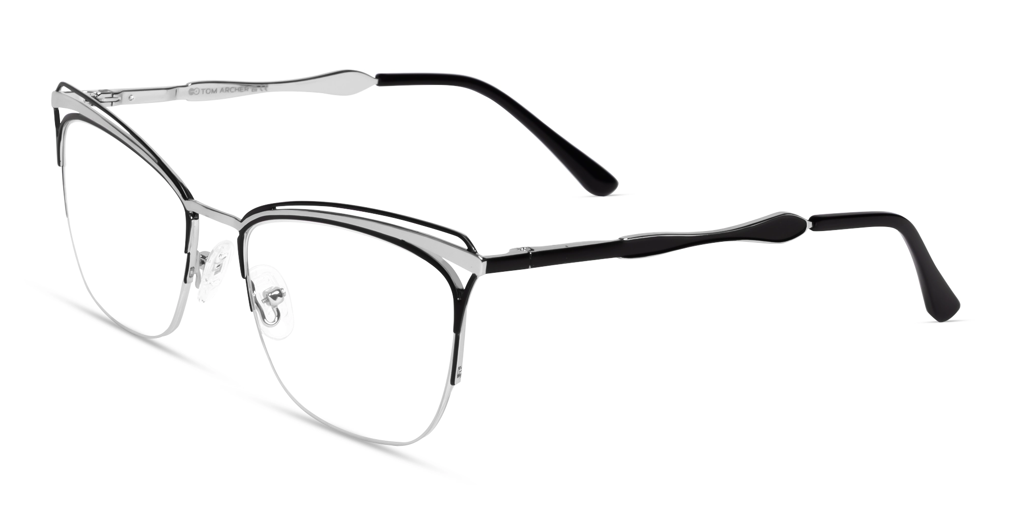 Black & Silver Cat-eye Glasses For Women