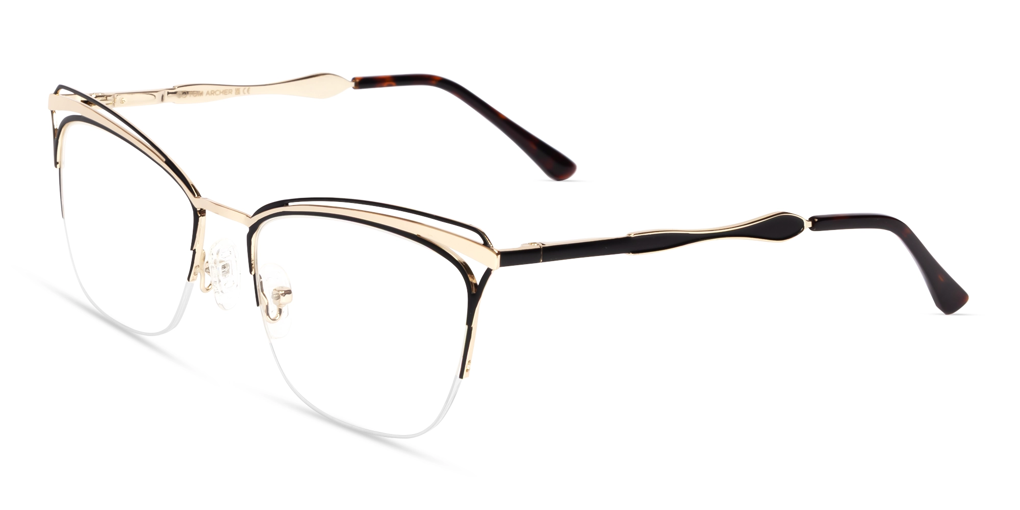 Black & Champagne gold Cat-eye Metal Glasses Black & Champagne gold Cat-eye Metal Glasses