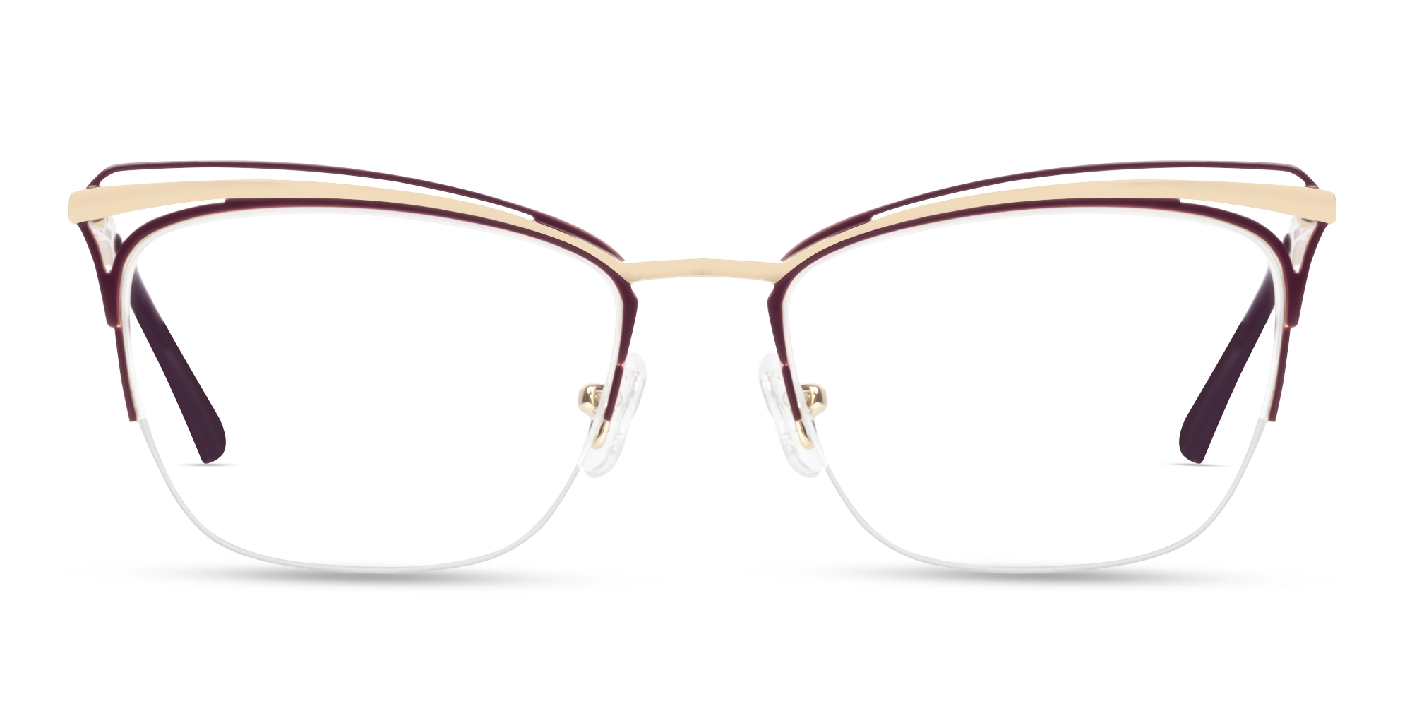 Purple & Champagne Gold Cat-eye Metal Glasses