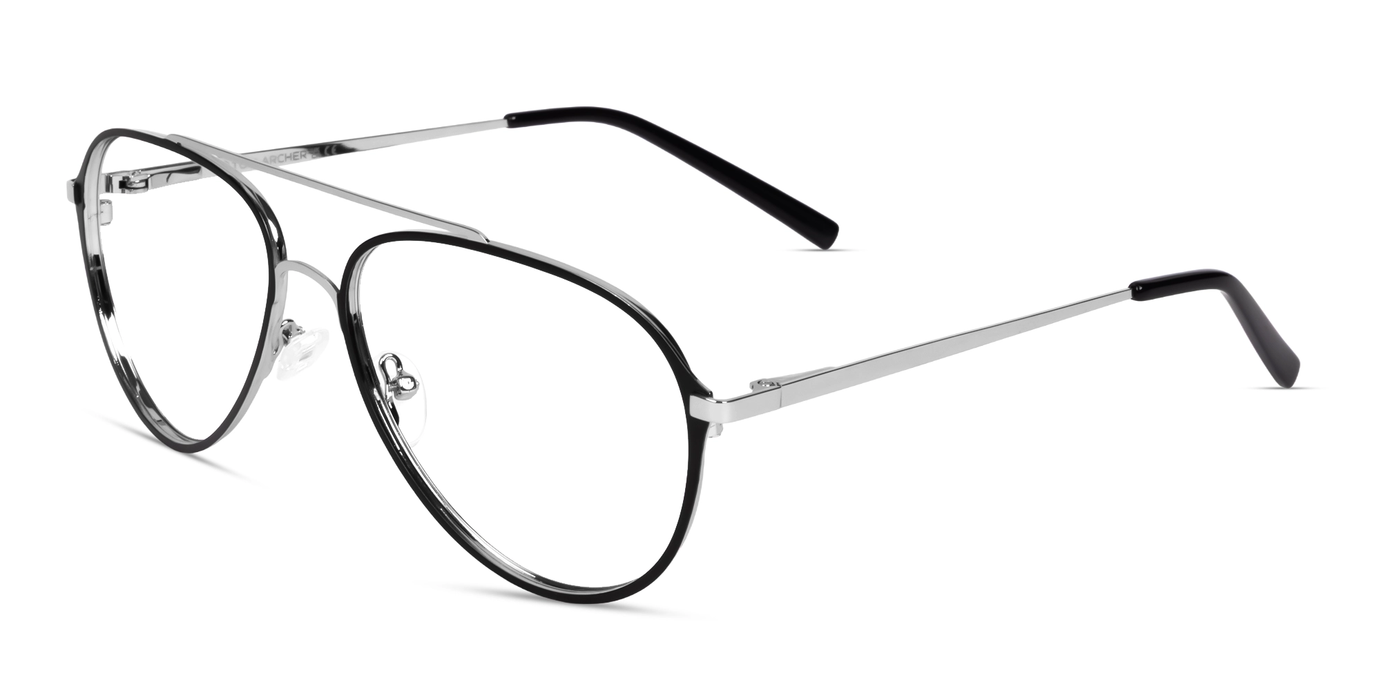 Large Black & Silver Pilot Metal Glasses Large Black & Silver Pilot Metal Glasses