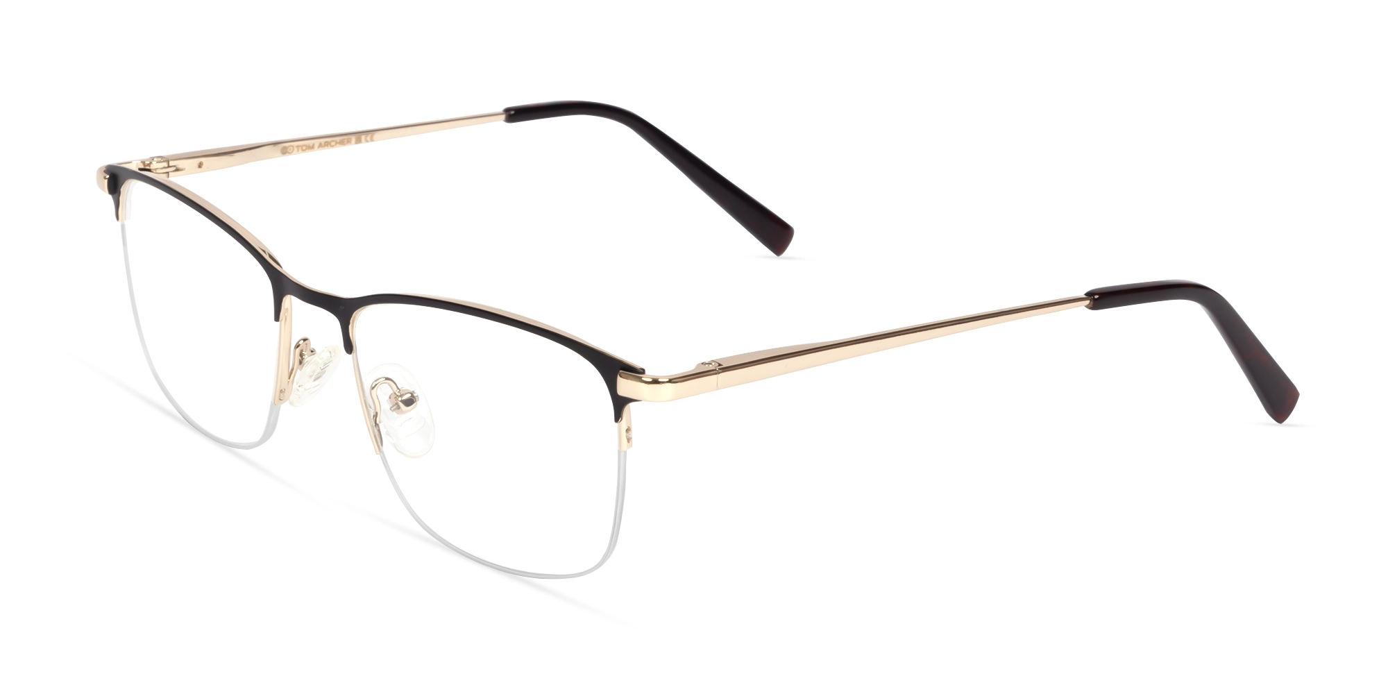 Matte Brown Square Metal Glasses-3