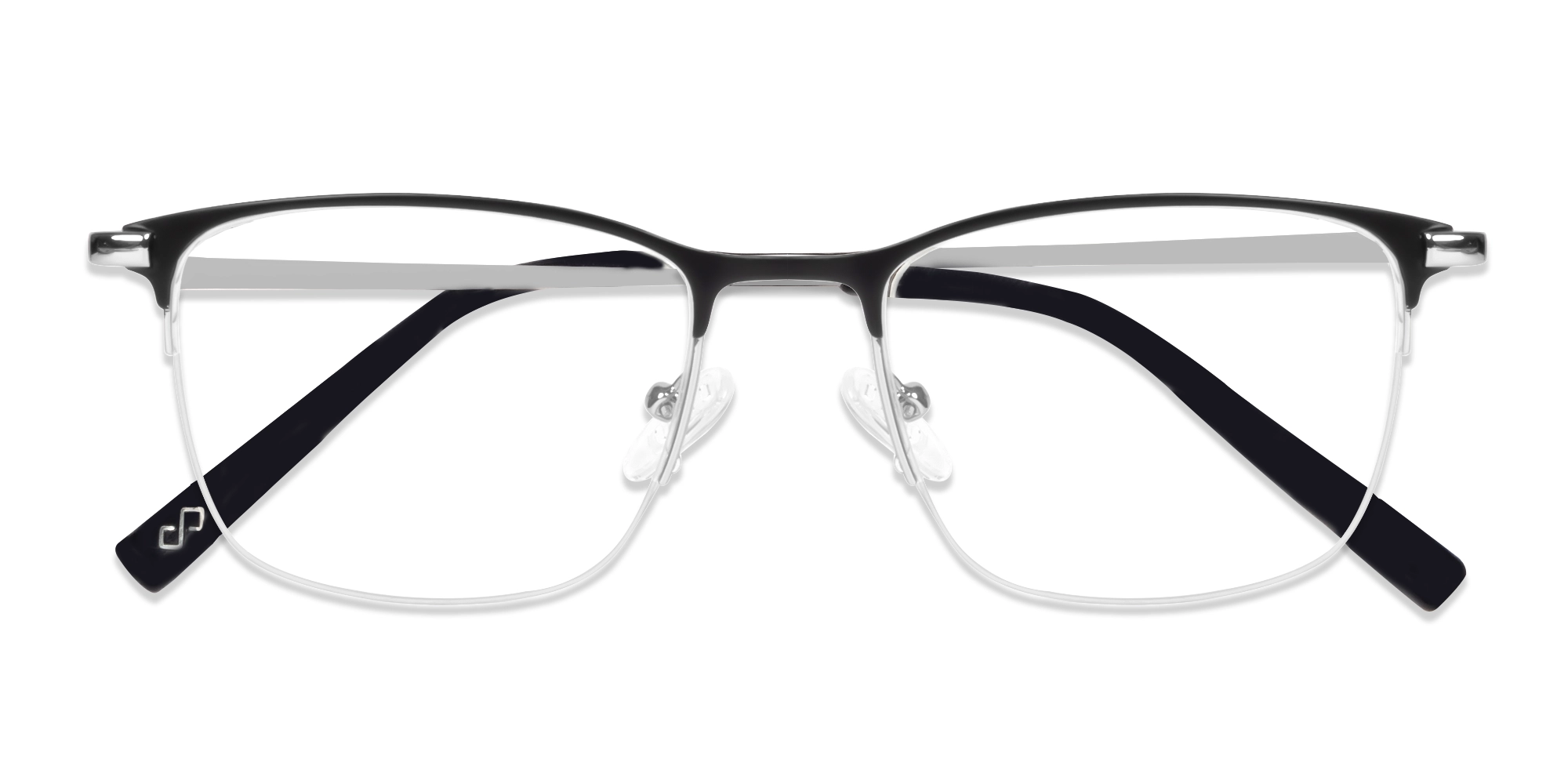 Small Matte Black Square Metal Glasses-6